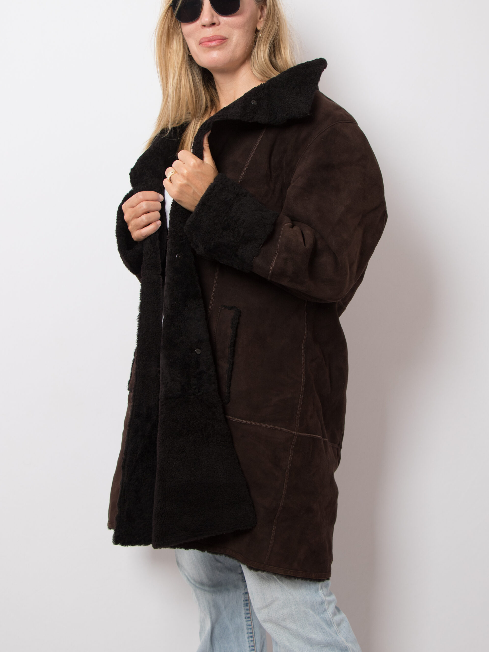 Vintage BASLER Suede Shearling Coat Vintage BASLER Brown Suede Shearling Coat Glam Oversized Sheepskin Coat Size L Original Gift