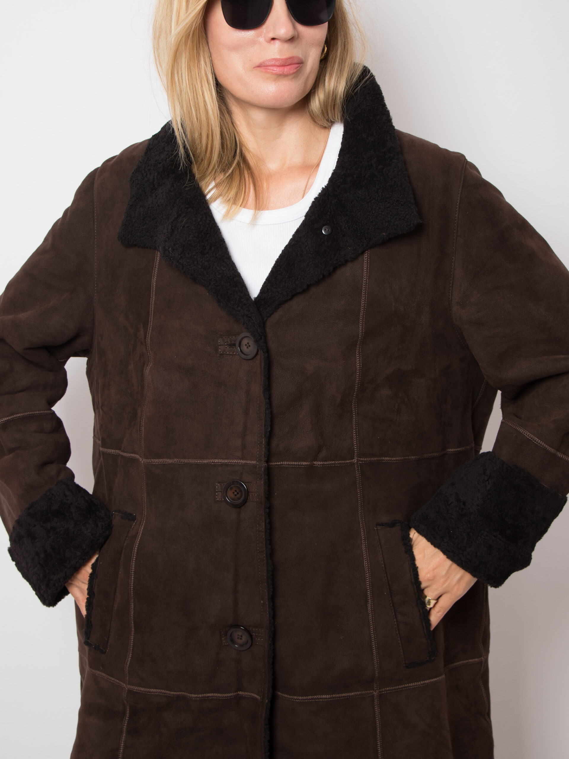 Vintage BASLER Suede Shearling Coat Vintage BASLER Suede Shearling Coat - Image 5