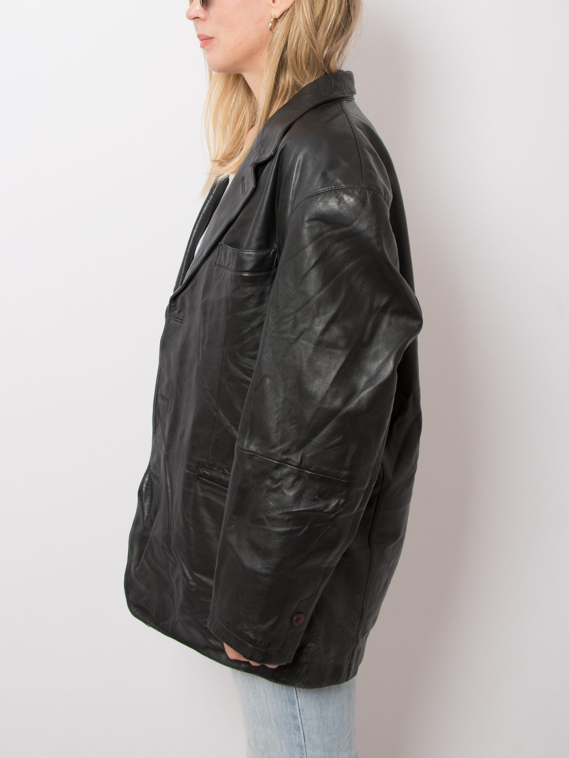 Vintage Black Leather Blazer Menswear Vintage Black Leather Blazer Menswear - Image 3