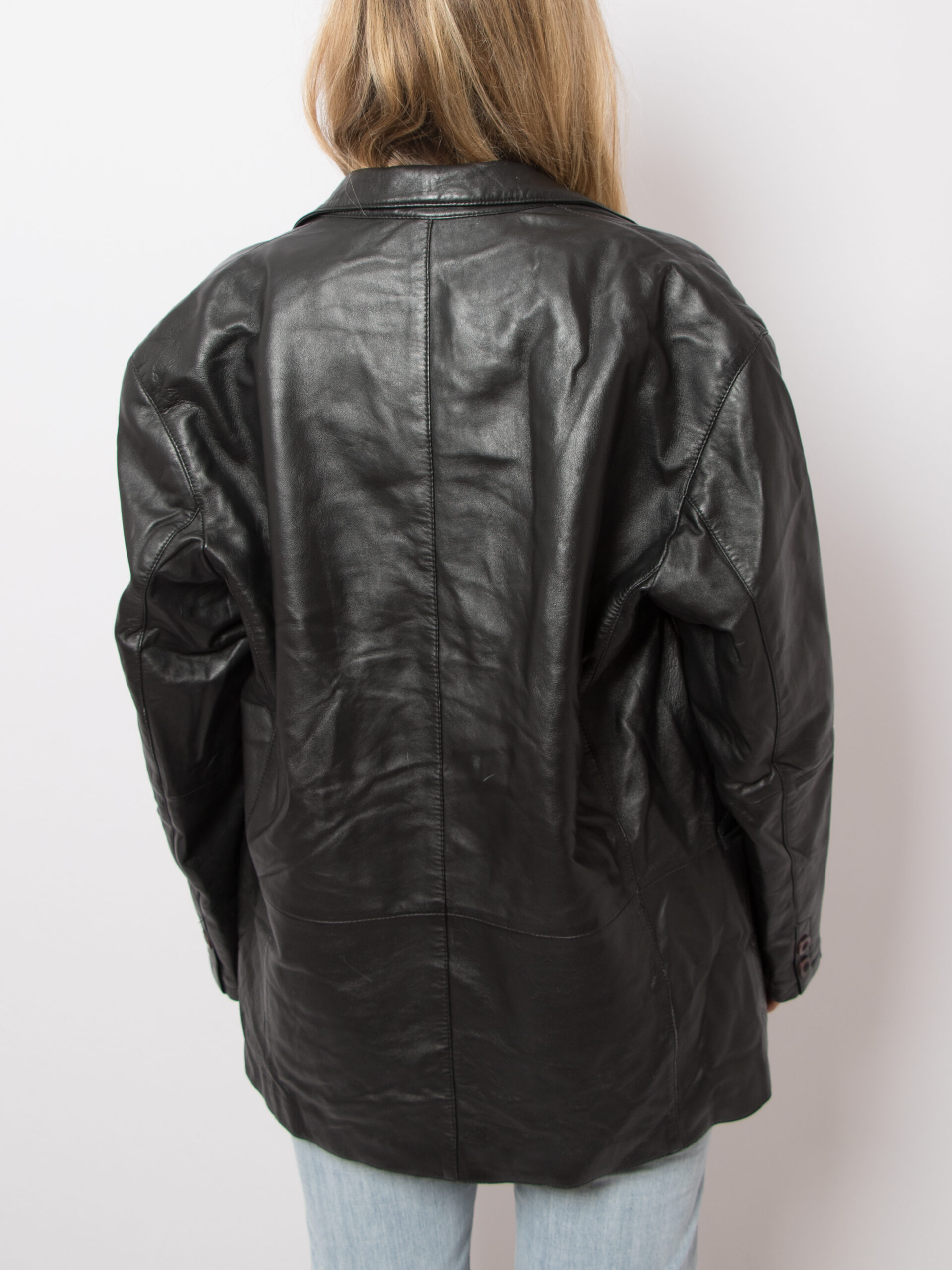 Vintage Black Leather Blazer Menswear Vintage Black Leather Blazer Menswear - Image 4