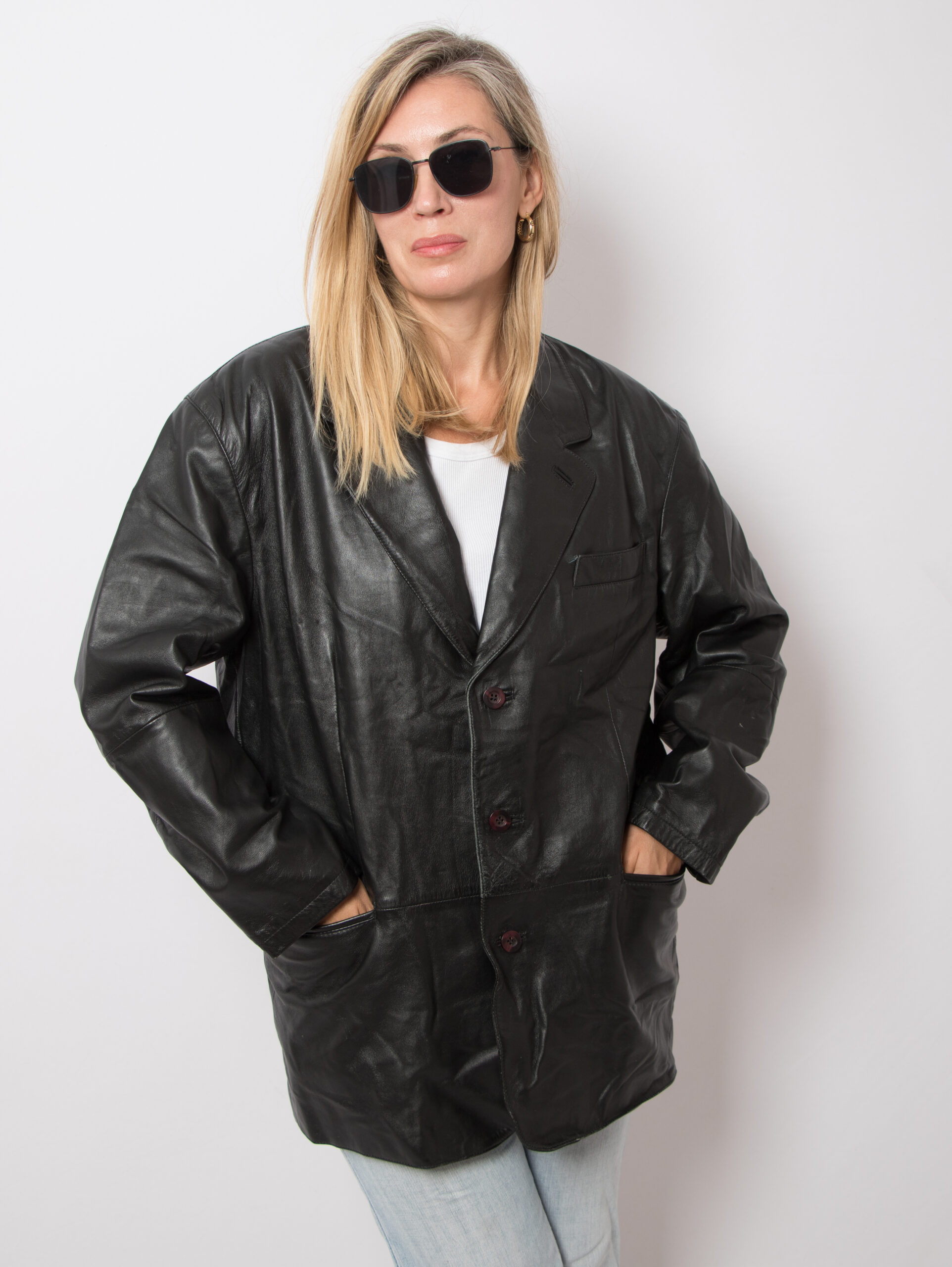 Vintage Black Leather Blazer Menswear Vintage Black Leather Blazer Menswear - Image 5