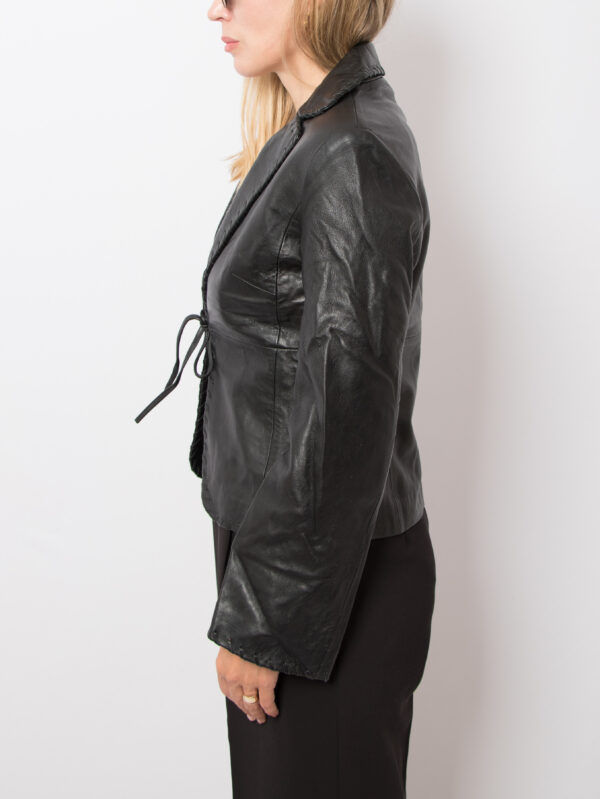 Vintage Mango Black Leather Blazer - Image 5
