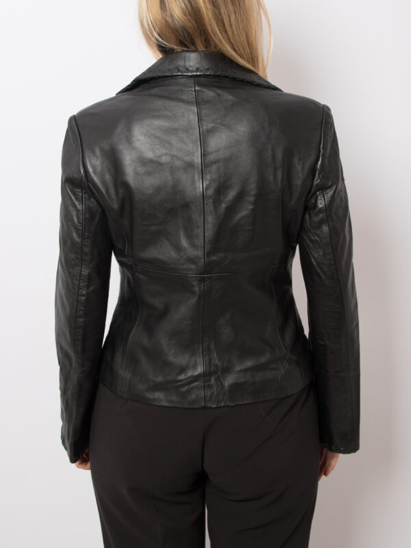 Vintage Mango Black Leather Blazer - Image 6