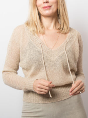 Vintage Bacirubati Golden Beige Fuzzy Mohair Sweater
