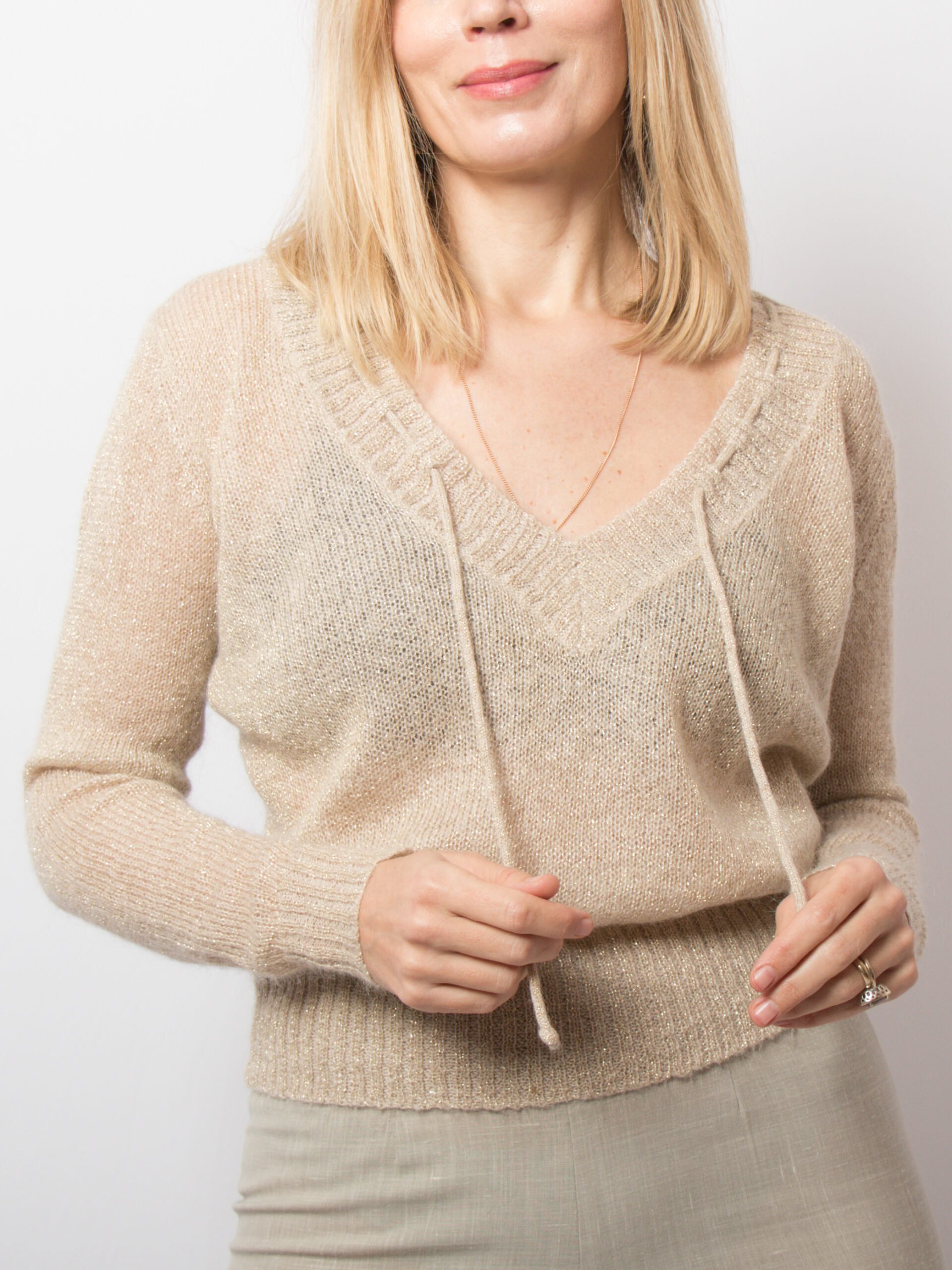 Bacirubati Sheer Gold Mohair Sweater Vintage Bacirubati Golden Beige Fuzzy Mohair Sweater