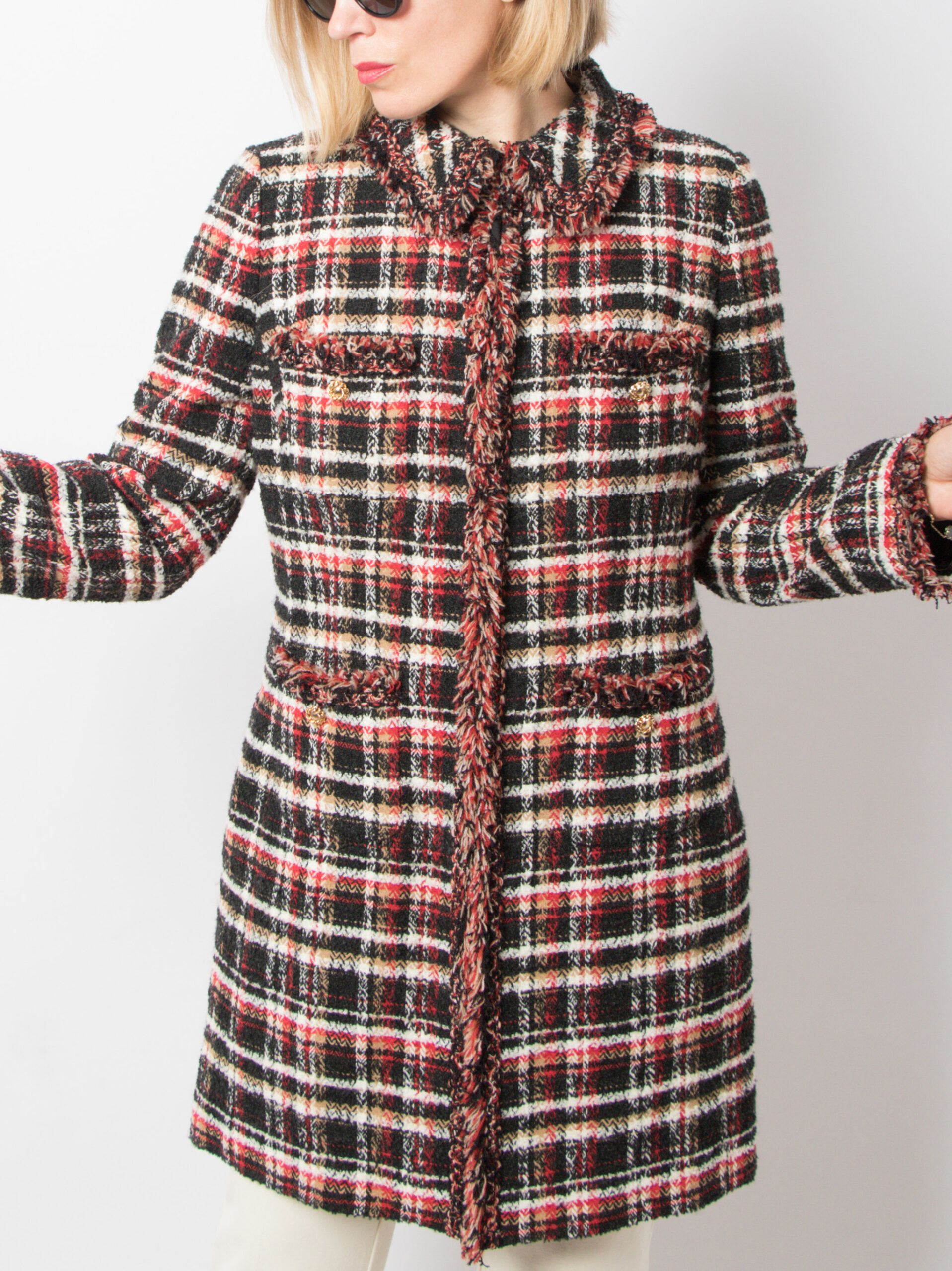 LUISA SPAGNOLI Tweed Plaid Wool Coat LUISA SPAGNOLI Tweed Wool Coat Plaid