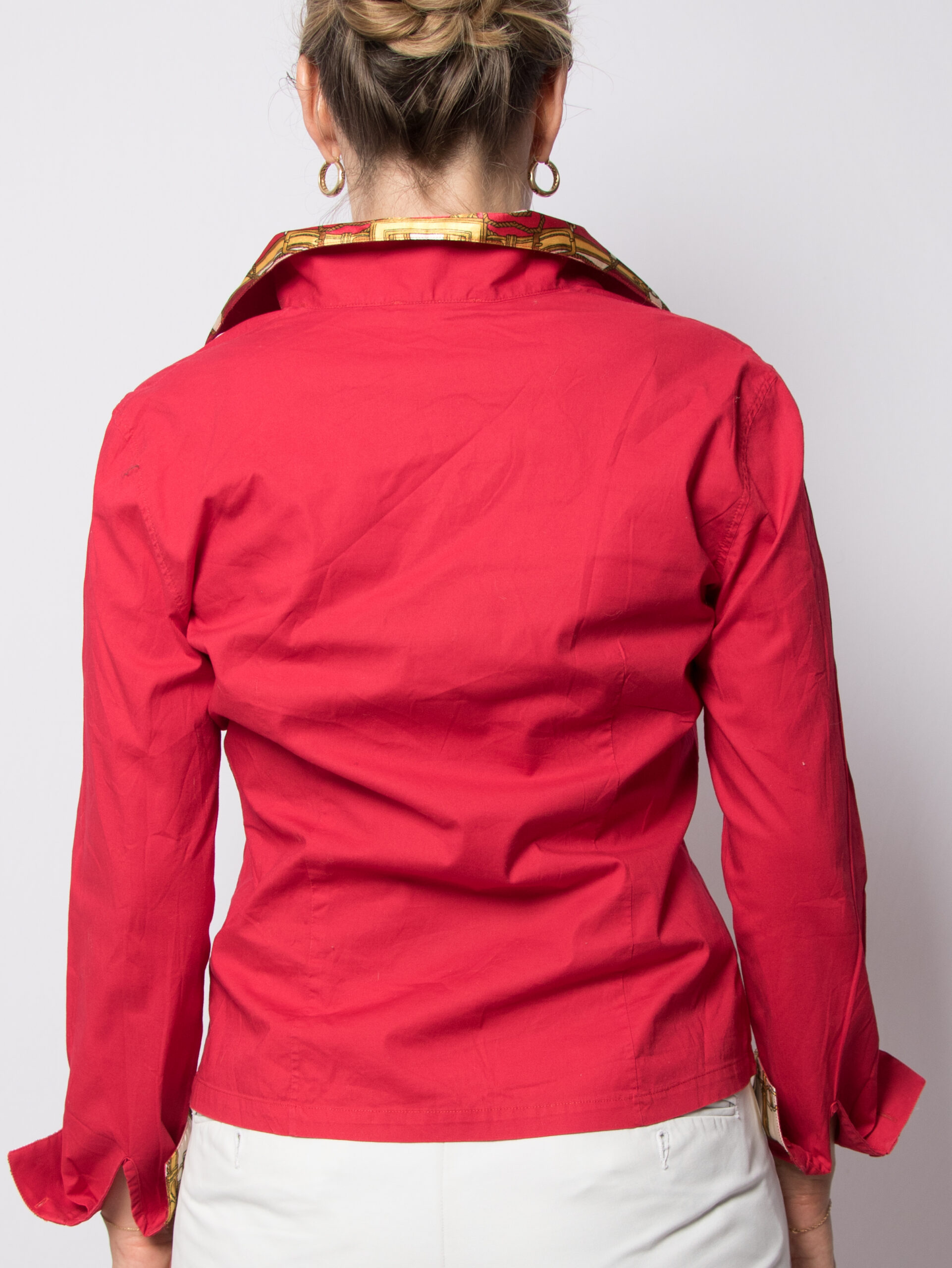 Nara Camicie Red Blouse with Equestrian print trim Nara Camicie Red Blouse with Equestrian print trim - Image 2