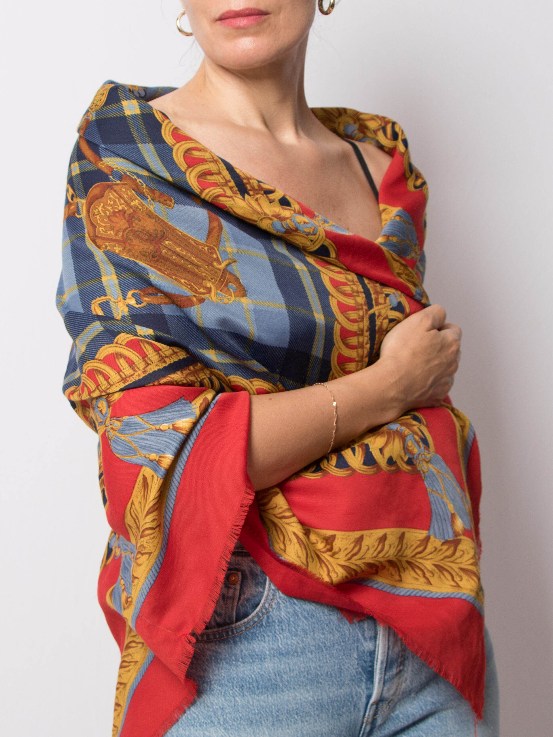 Vintage Equestrian Scarf Shawl Vintage Equestrian Scarf Shawl - Image 4