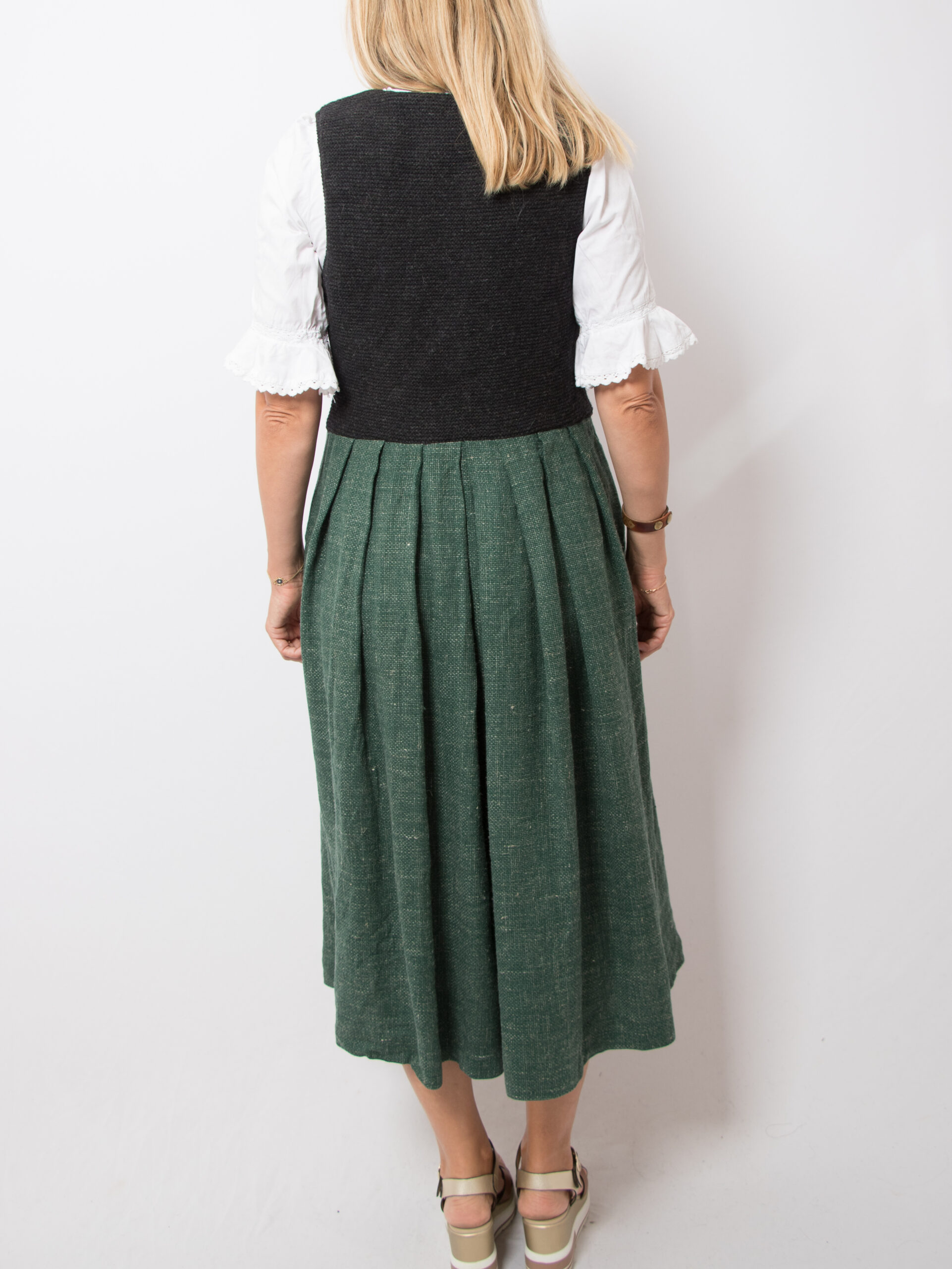 Vintage Midi Green Dirndl Dress Vintage Midi Green Dirndl Dress - Image 4