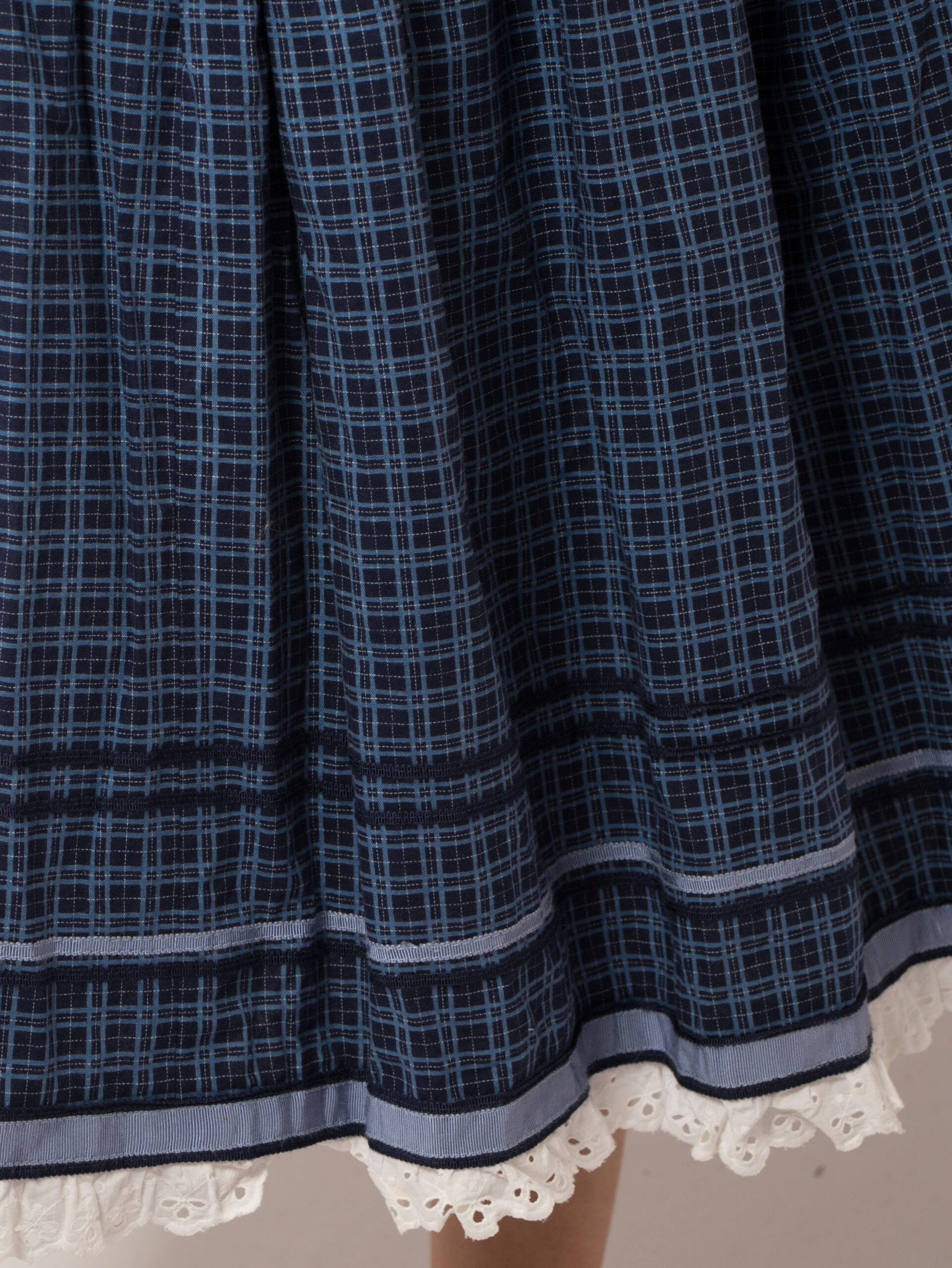 Vintage Folk Blue Plaid Skirt Vintage Folk Blue Plaid Skirt - Image 5