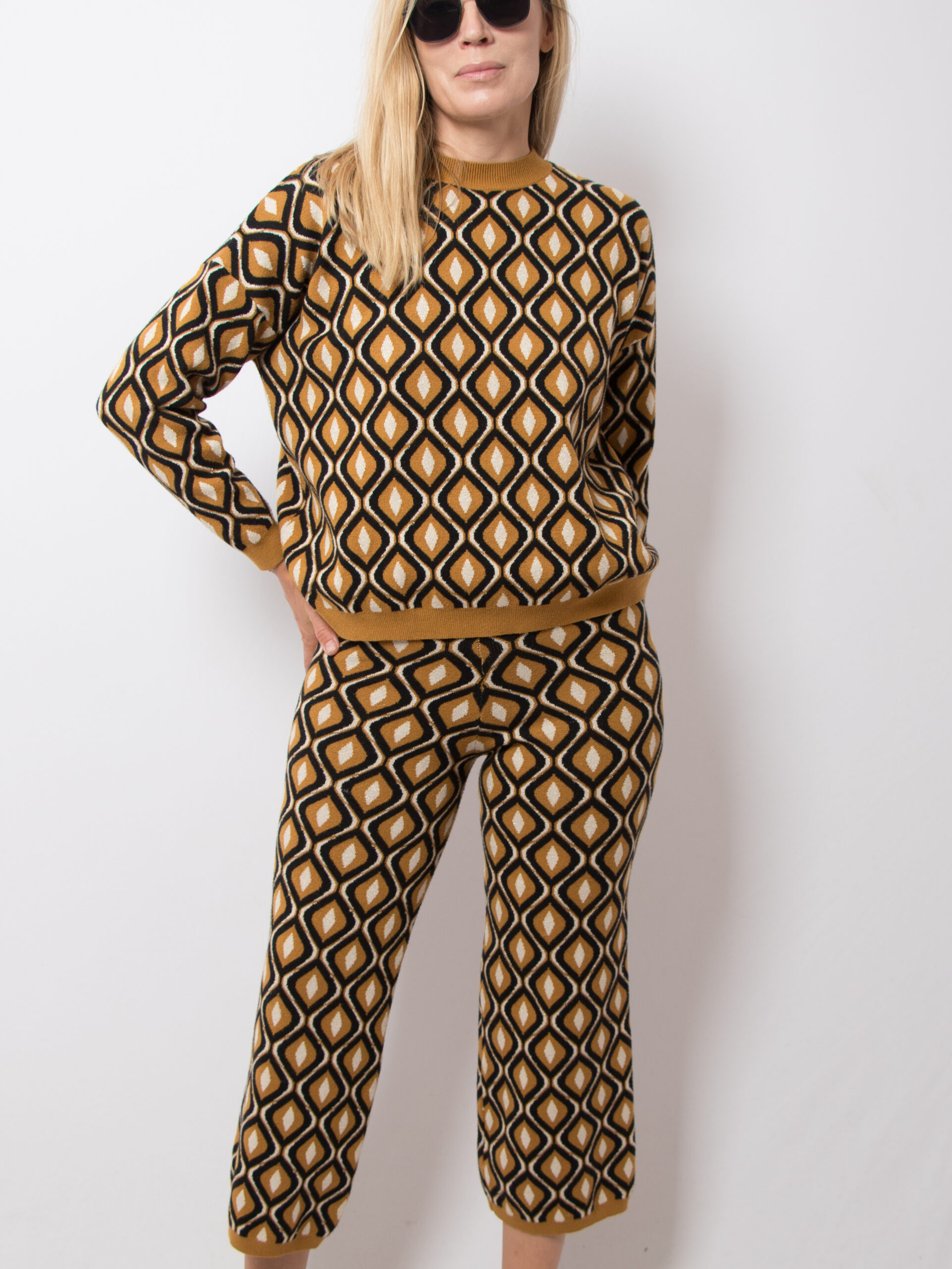 Vintage Boho Pants Sweater Set Vintage Boho Printed Pants Blouse Set Size XS Gift for Girlfriend Wife 70s vibe