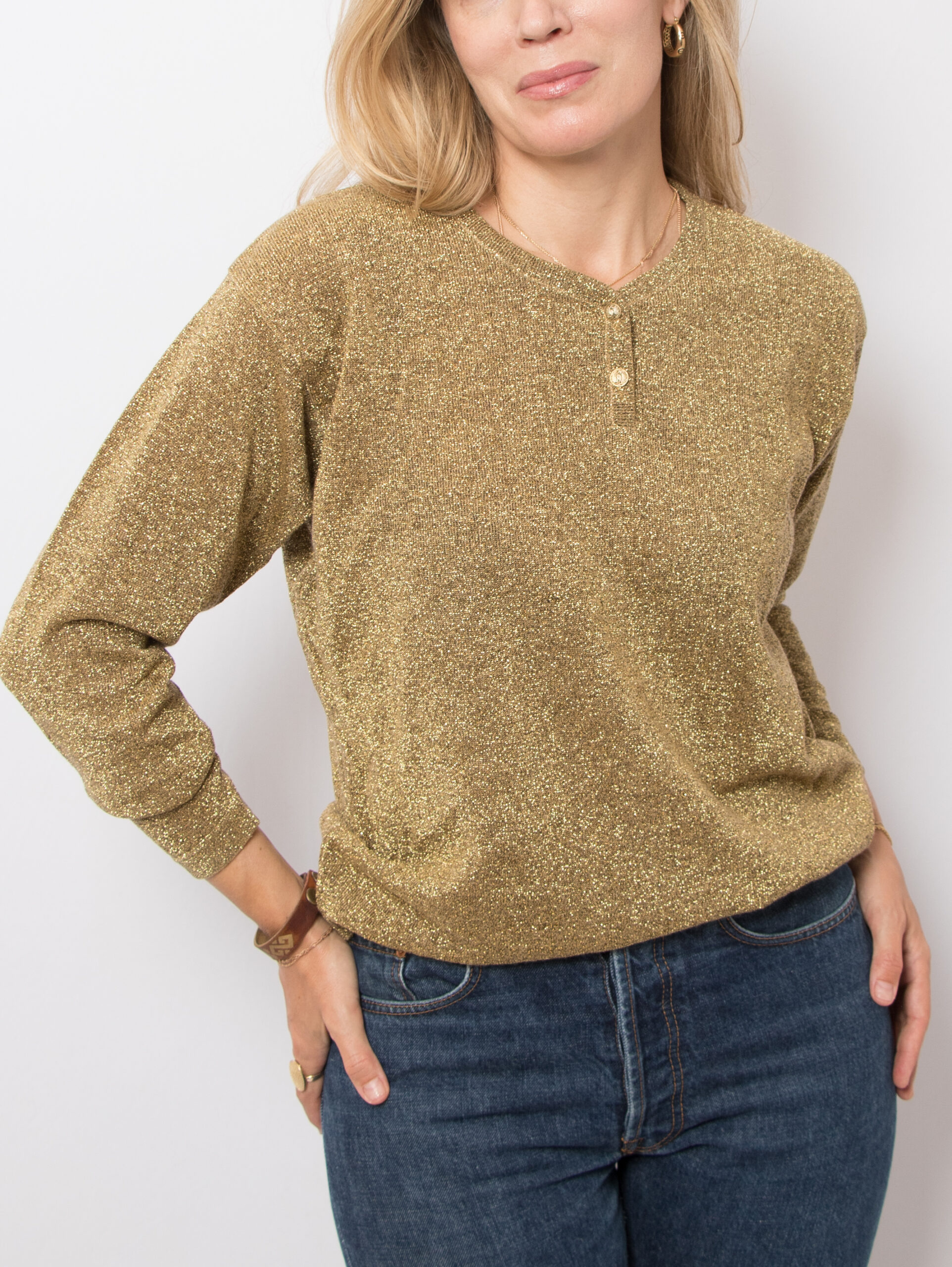Vintage Shimmery Knit Sweater Top Vintage Shimmery Knit Sweater Top - Image 2
