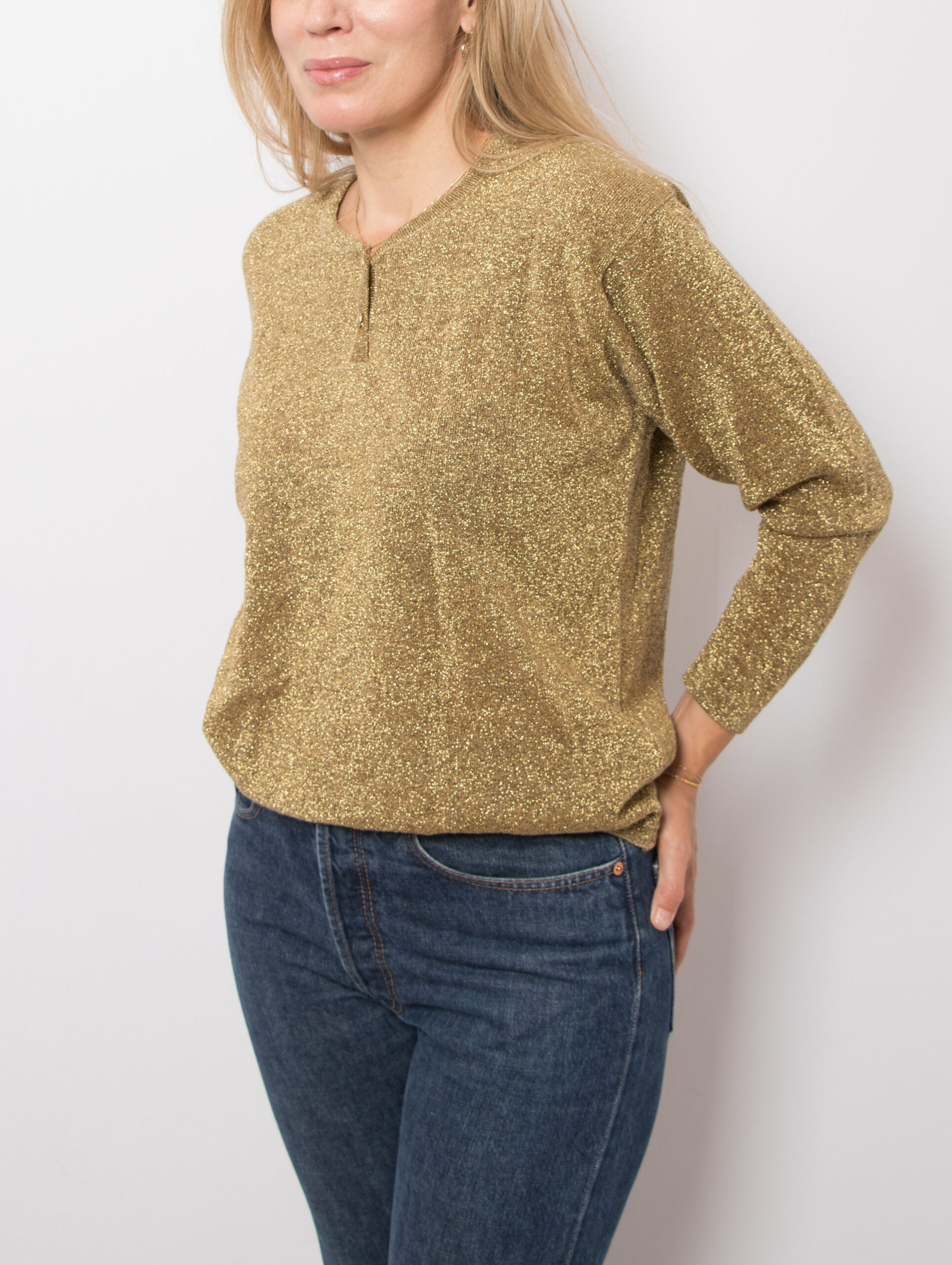 Vintage Shimmery Knit Sweater Top Vintage Shimmery Knit Sweater Top - Image 3