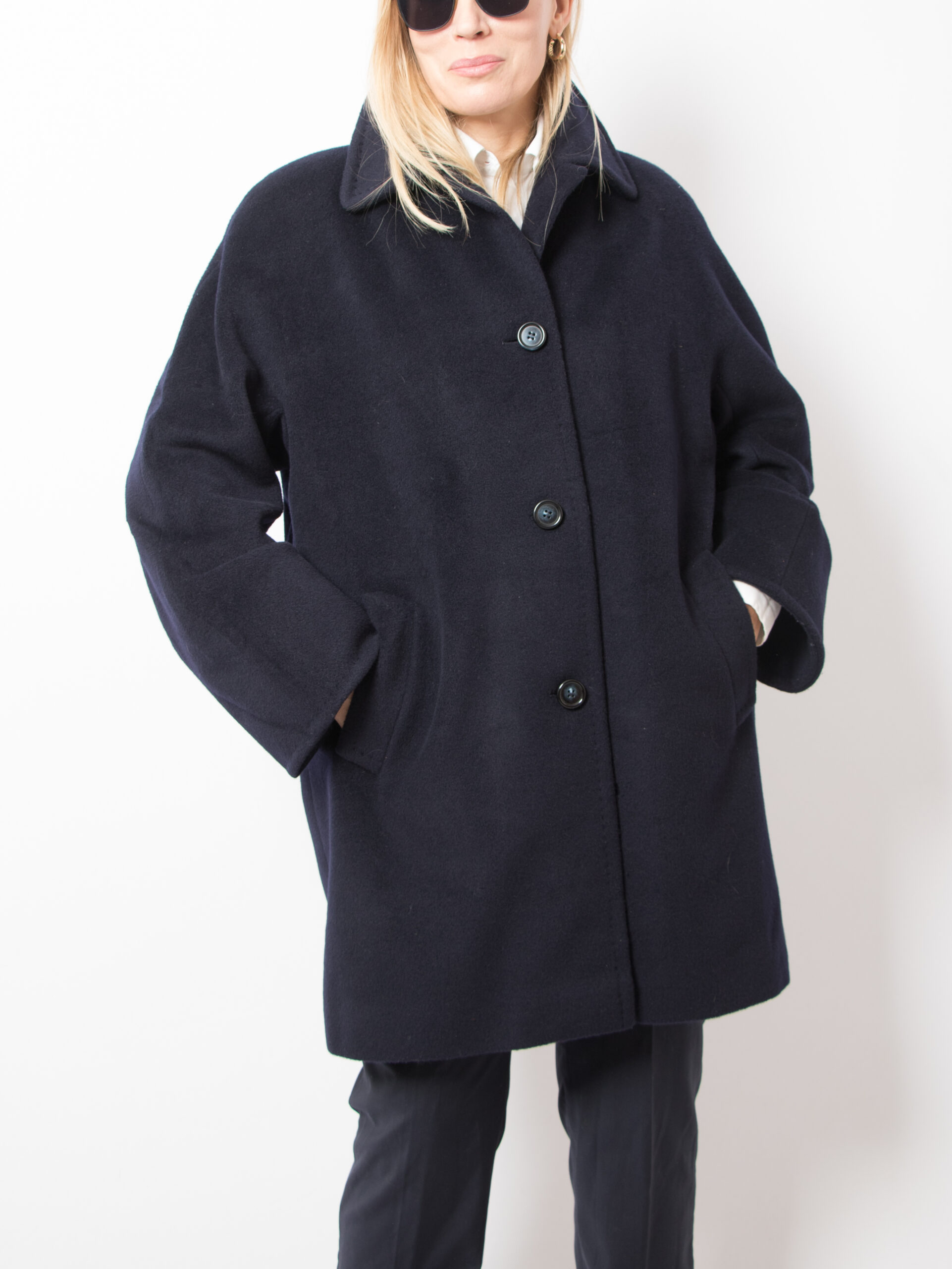 Vintage Blue Wool Coat Oversized Vintage Blue Wool Coat Oversized - Image 3