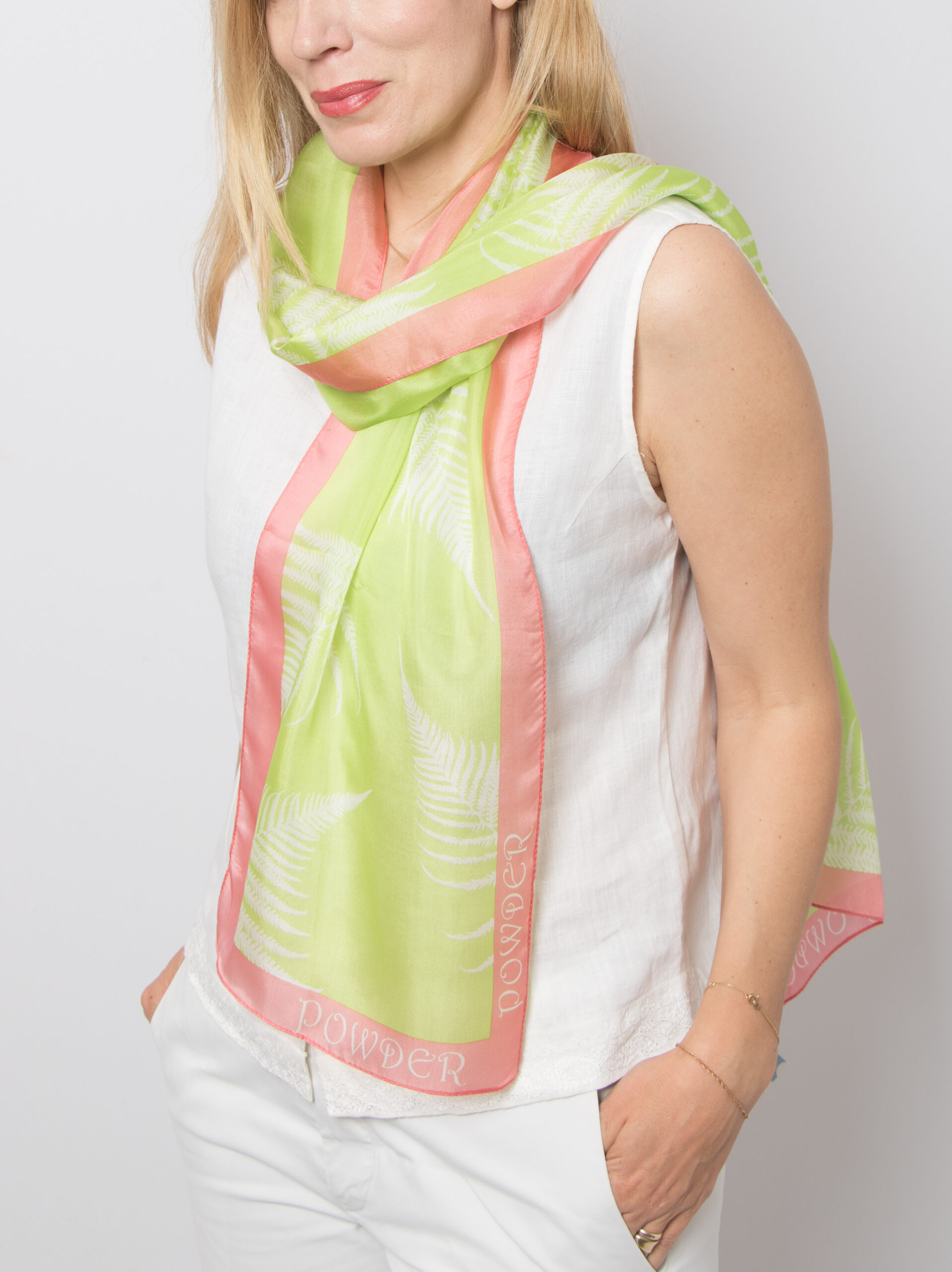 Powder Chiffon Silk Fern Scarf Powder Chiffon Silk Fern Scarf - Image 6