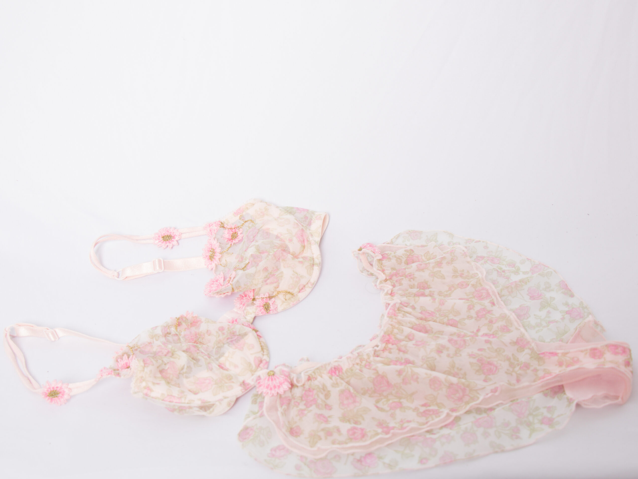 80s Deliziare by Manicardi Sheer Lingerie Set RARE Vintage 80s Floral Sheer Lingerie Set Made in Italy Deliziare by Manicardi Bra Ruffled Panties Pale Pink Mesh Size 75B S/M Gift Idea