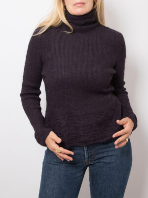 Vintage Purple Turtleneck Mohair Sweater