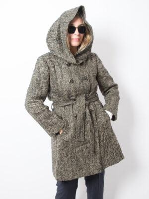 Diana Gallesi Hooded Tweed Coat