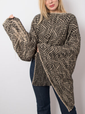 MALLONI Geometric Poncho Sweater