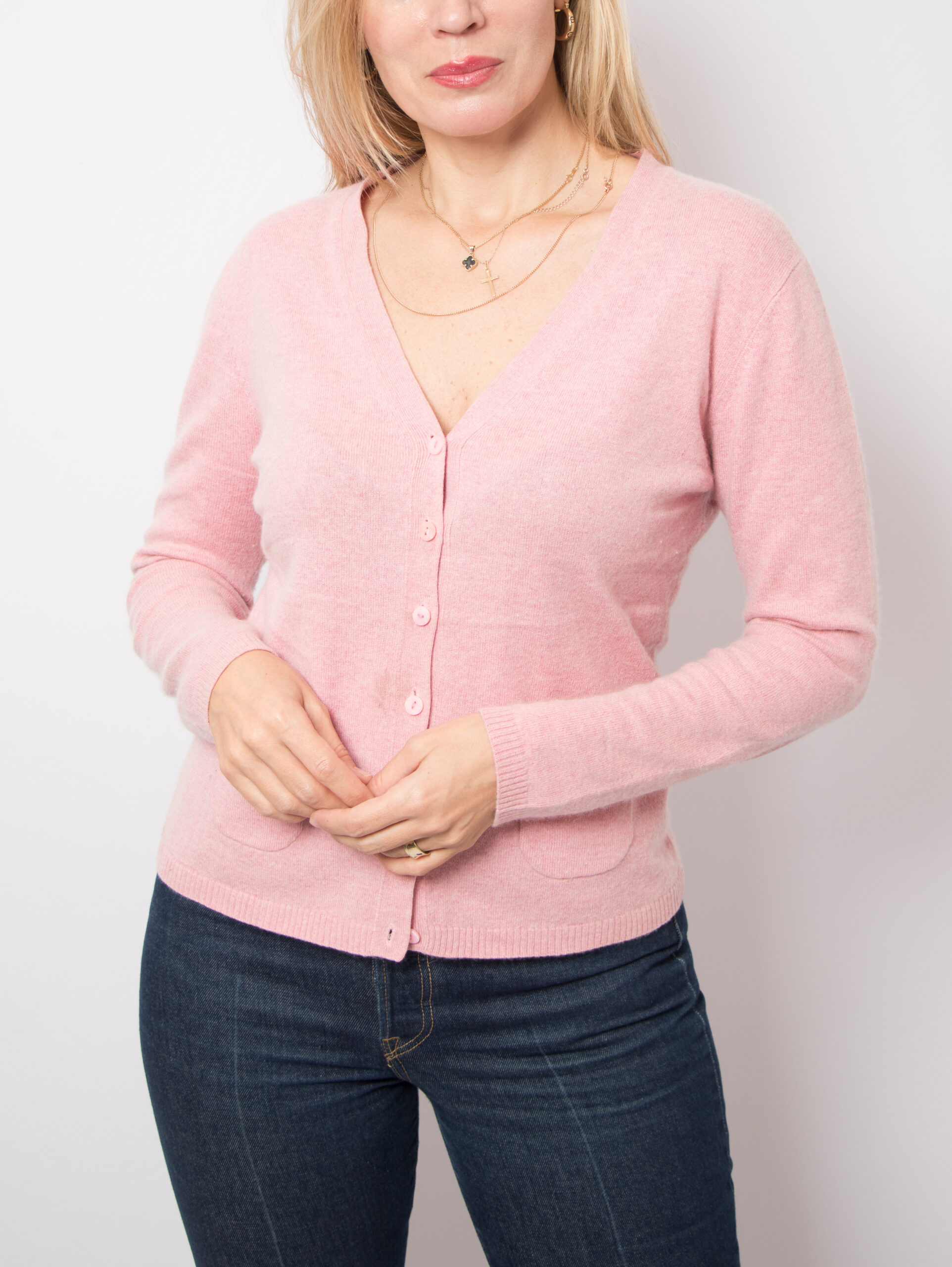 Vintage Pink Silk Cashmere Cardigan Vintage Pink Silk Cashmere Cardigan - Image 2