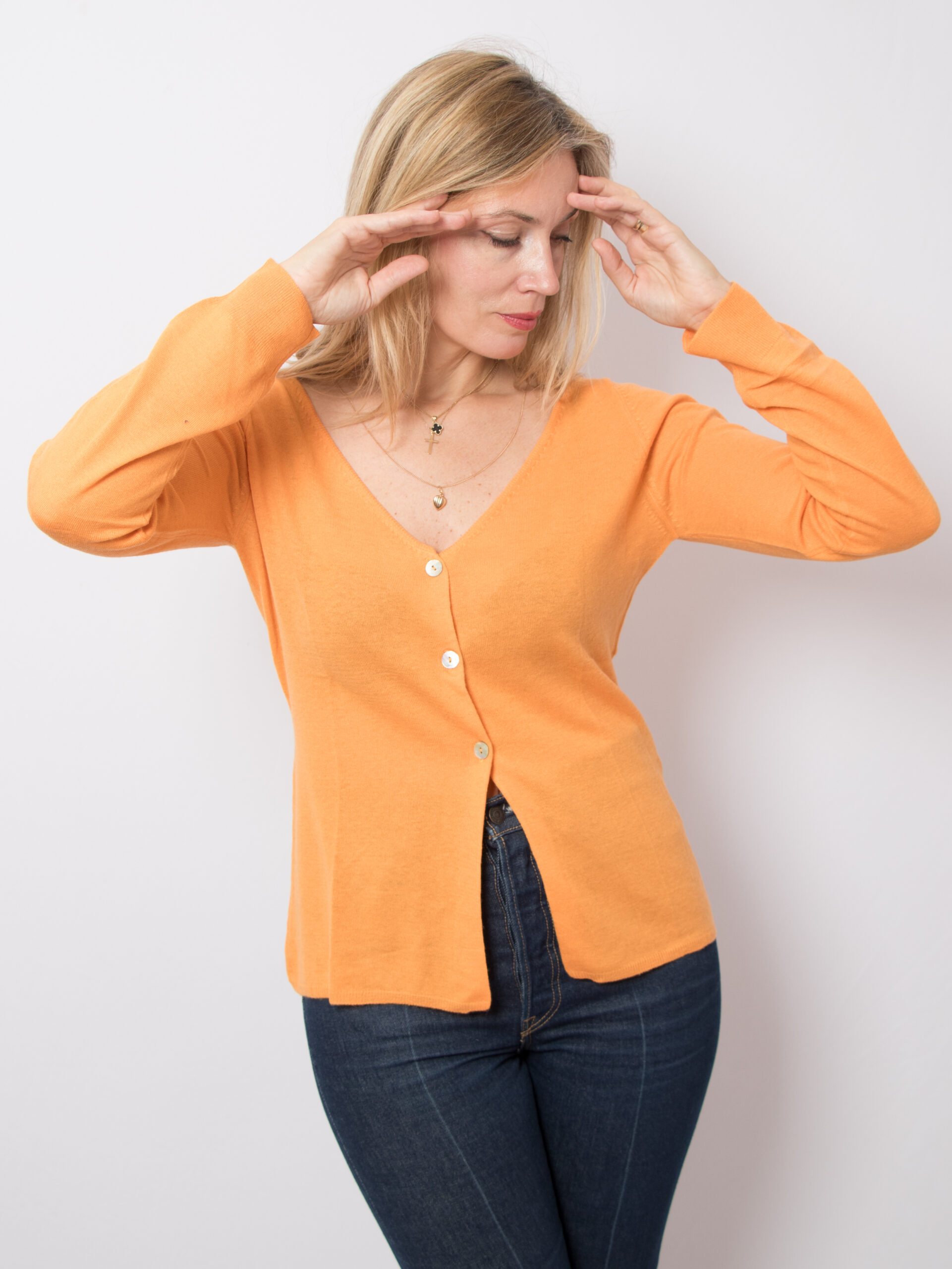 Vintage Thin Cashmere Cardigan Vintage Orange Pure Cashmere Cardigan Thin Knit Size M