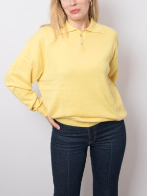 Yellow Silk Cashmere Polo Neck Sweater