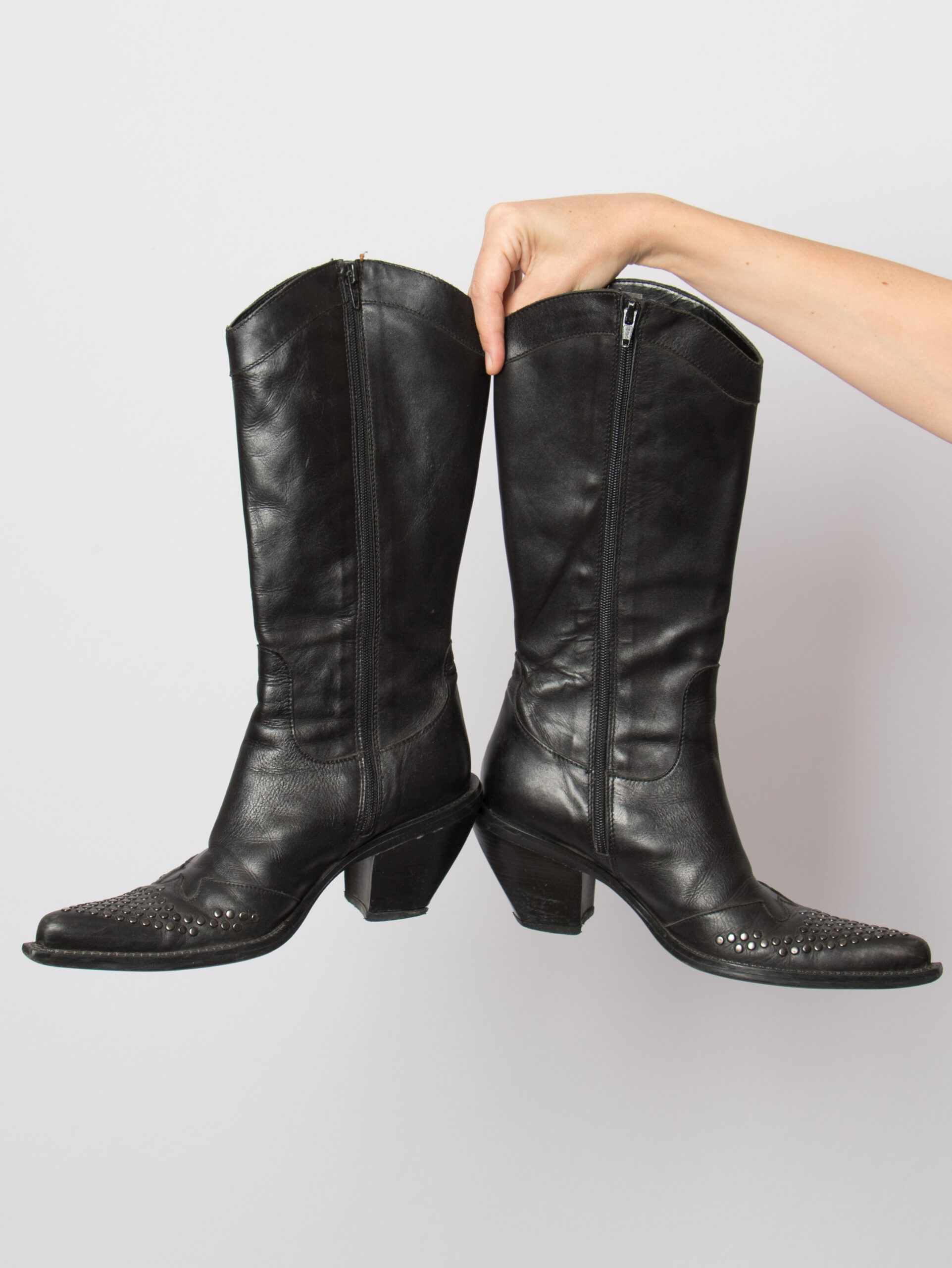Vintage Black Faux Leather Knee Boots Vintage Black Faux Leather Knee Boots - Image 5