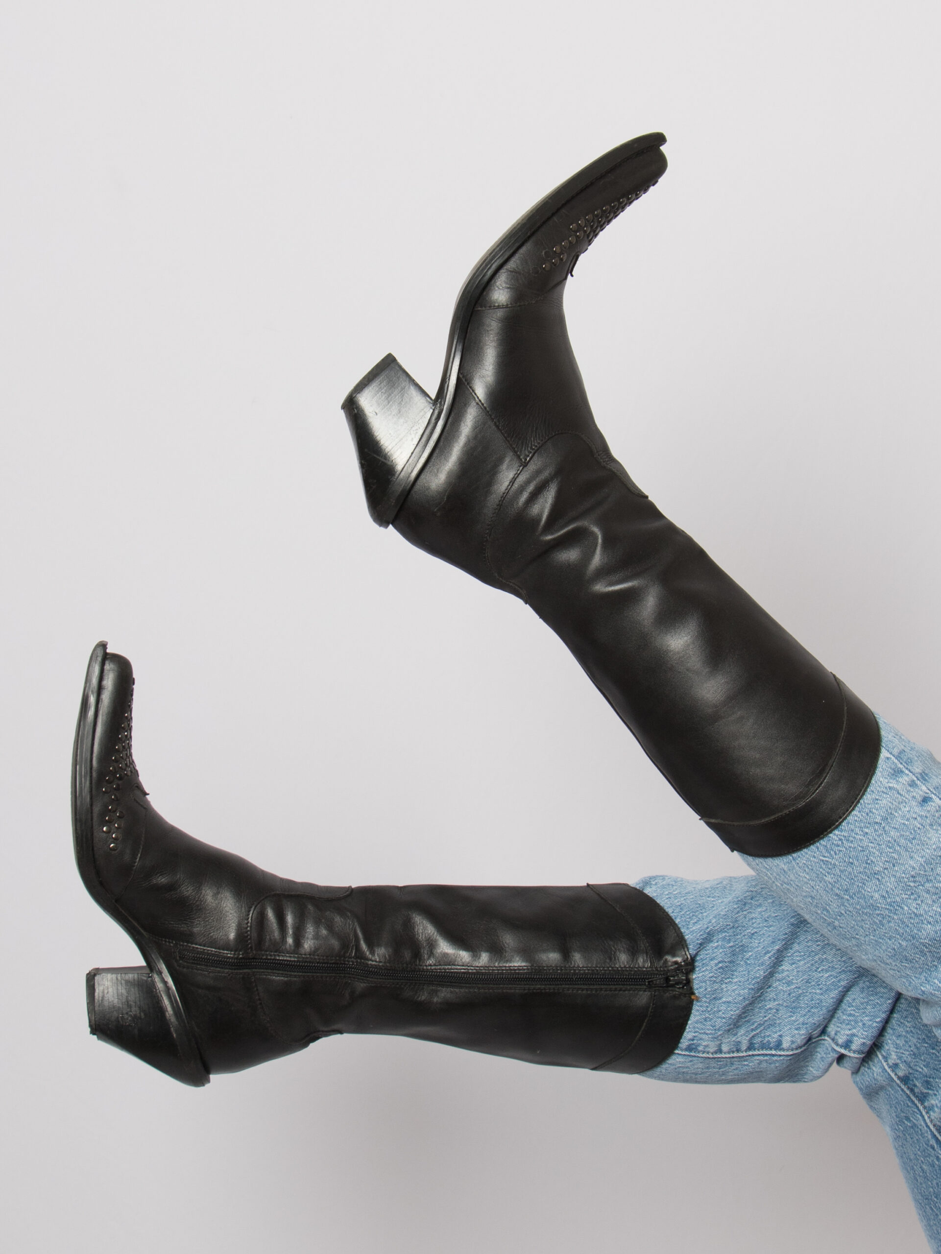 Vintage Black Faux Leather Knee Boots Vintage Black Faux Leather Knee Boots