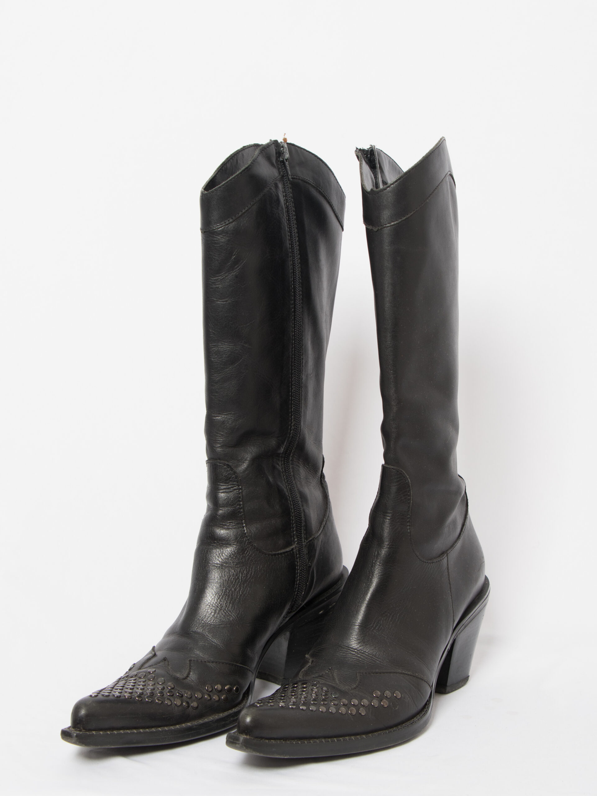 Vintage Black Faux Leather Knee Boots Vintage Black Faux Leather Knee Boots - Image 7