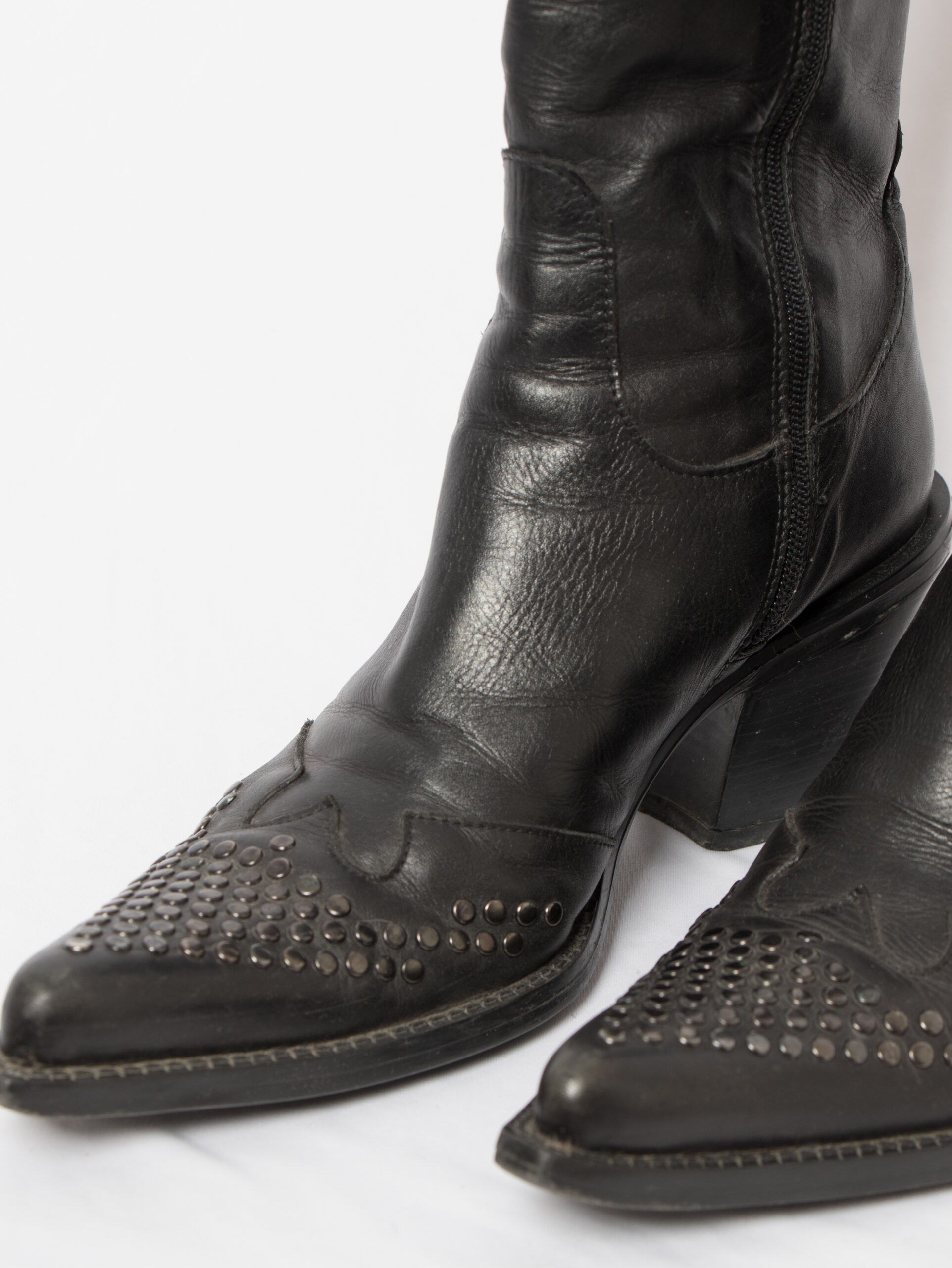 Vintage Black Faux Leather Knee Boots Vintage Black Faux Leather Knee Boots - Image 8
