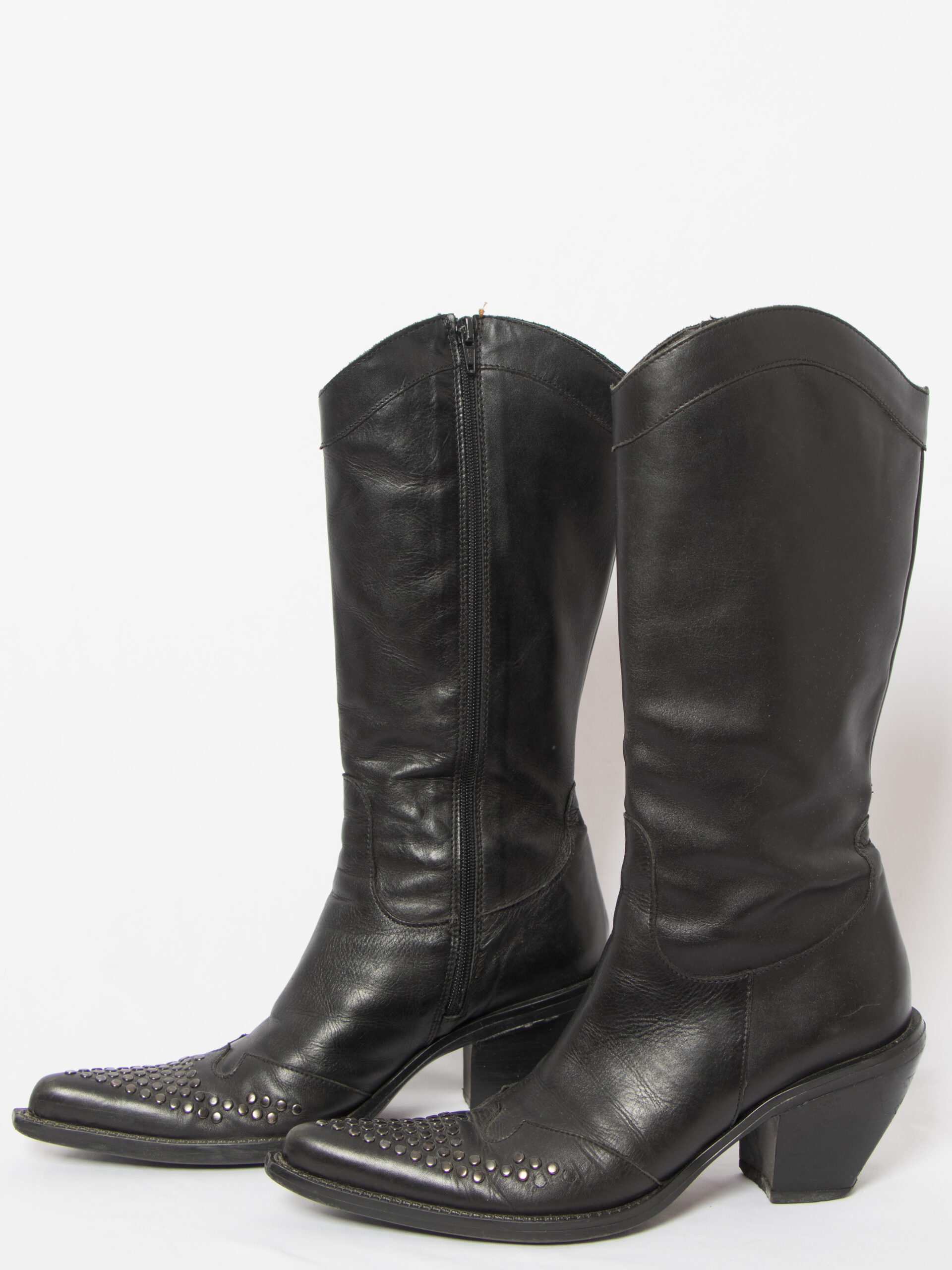Vintage Black Faux Leather Knee Boots Vintage Black Faux Leather Knee Boots - Image 9