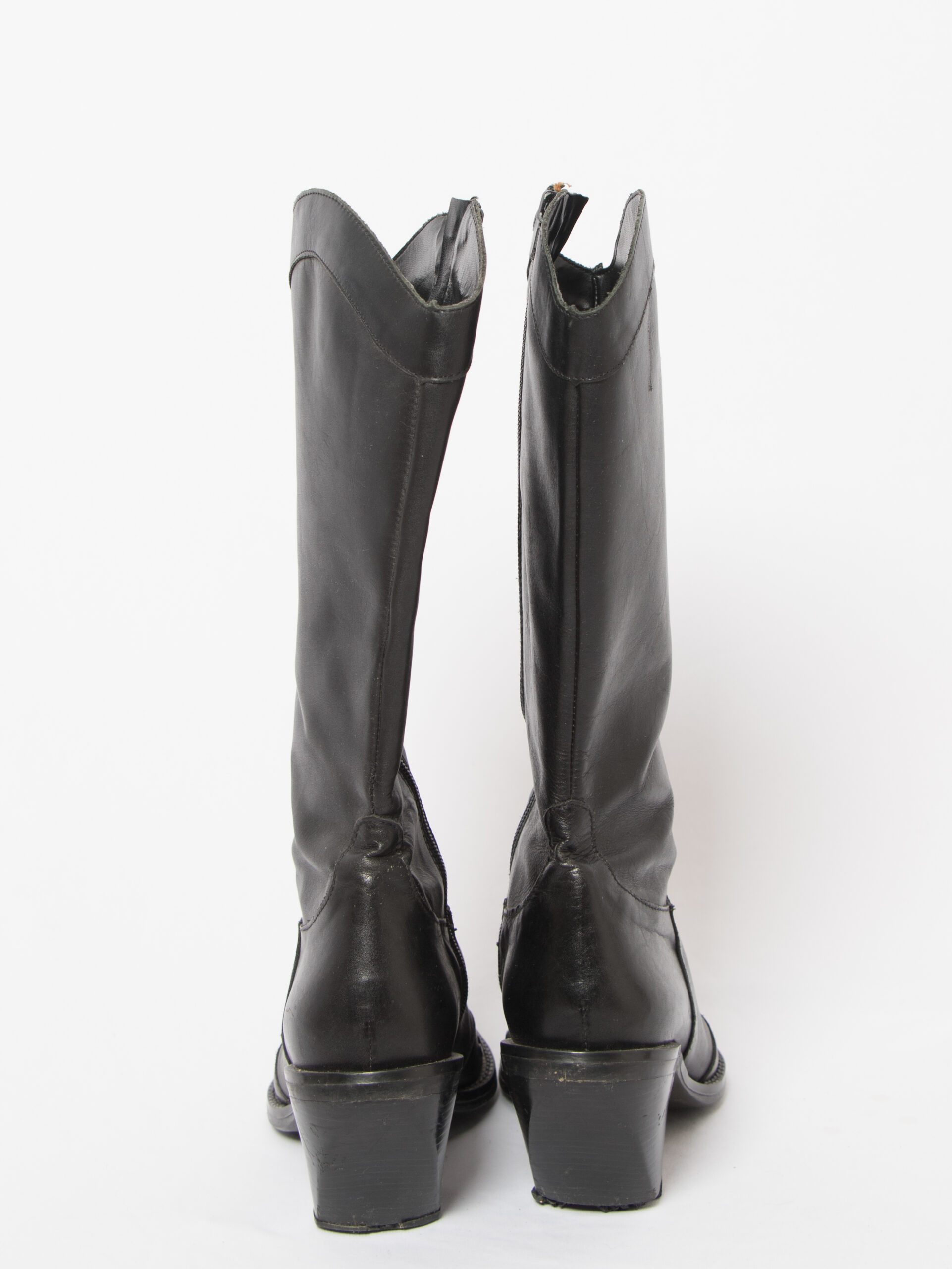 Vintage Black Faux Leather Knee Boots Vintage Black Faux Leather Knee Boots - Image 10