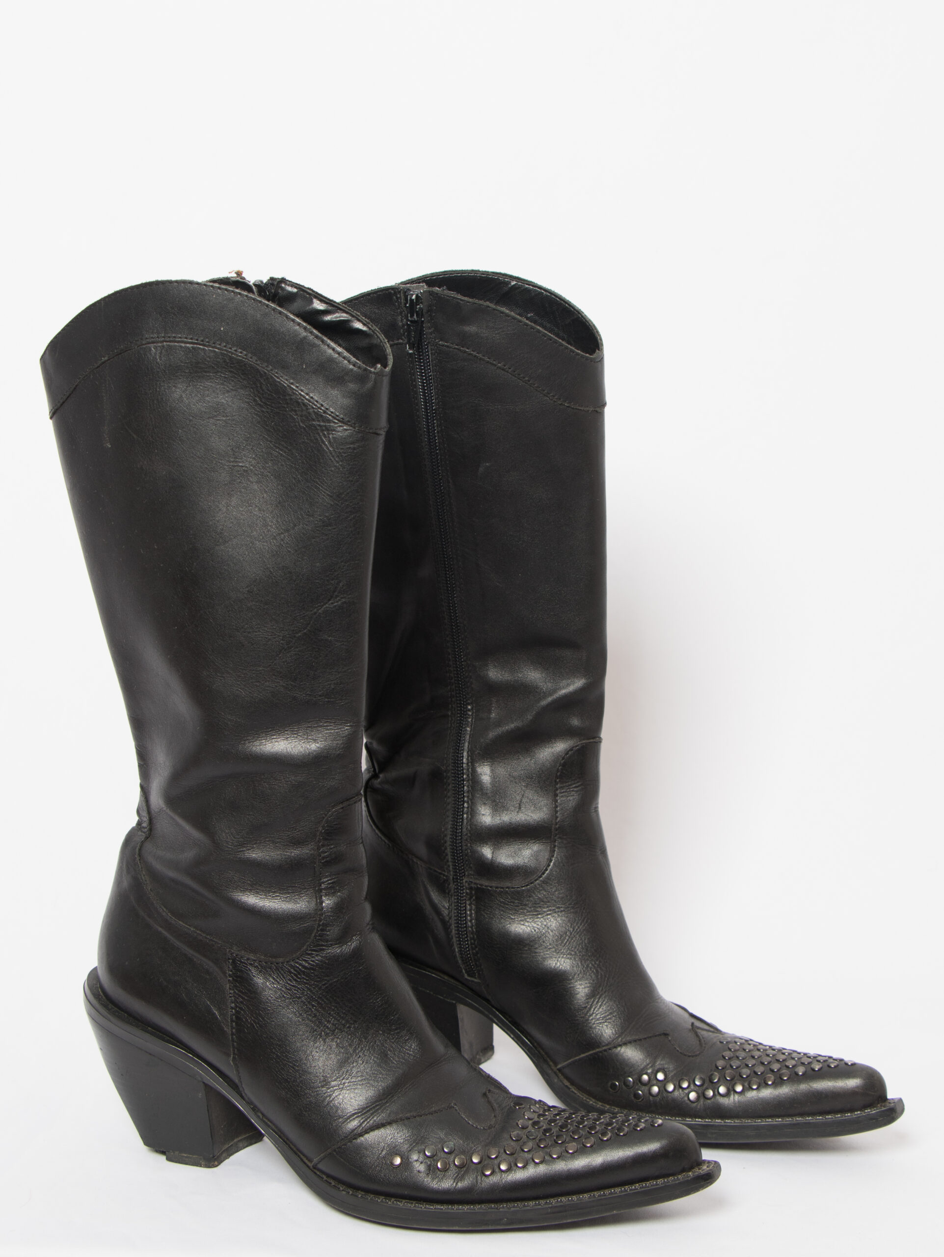 Vintage Black Faux Leather Knee Boots Vintage Black Faux Leather Knee Boots - Image 11