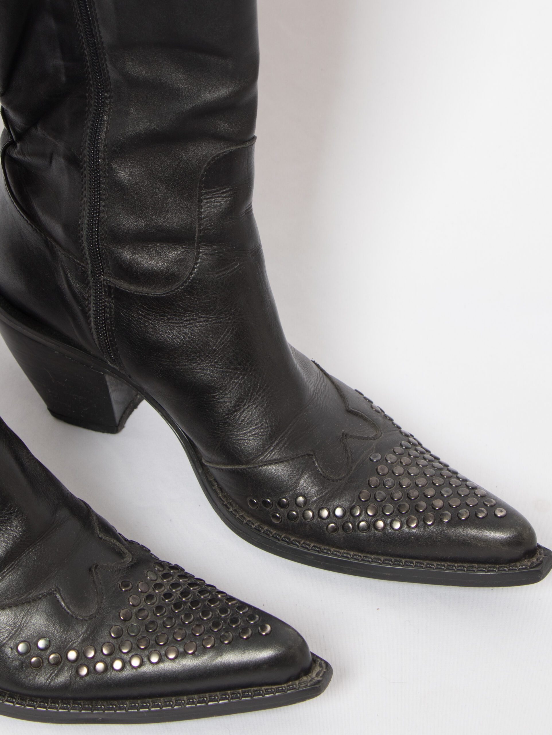 Vintage Black Faux Leather Knee Boots Vintage Black Faux Leather Knee Boots - Image 12