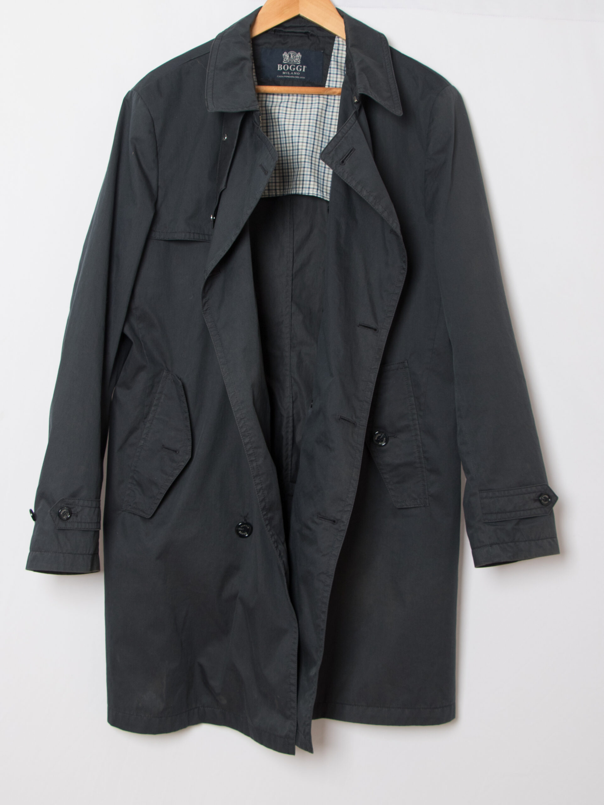 Vintage BOGGI Mens Blue Trench Coat Vintage BOGGI Mens Blue Trench Coat - Image 2