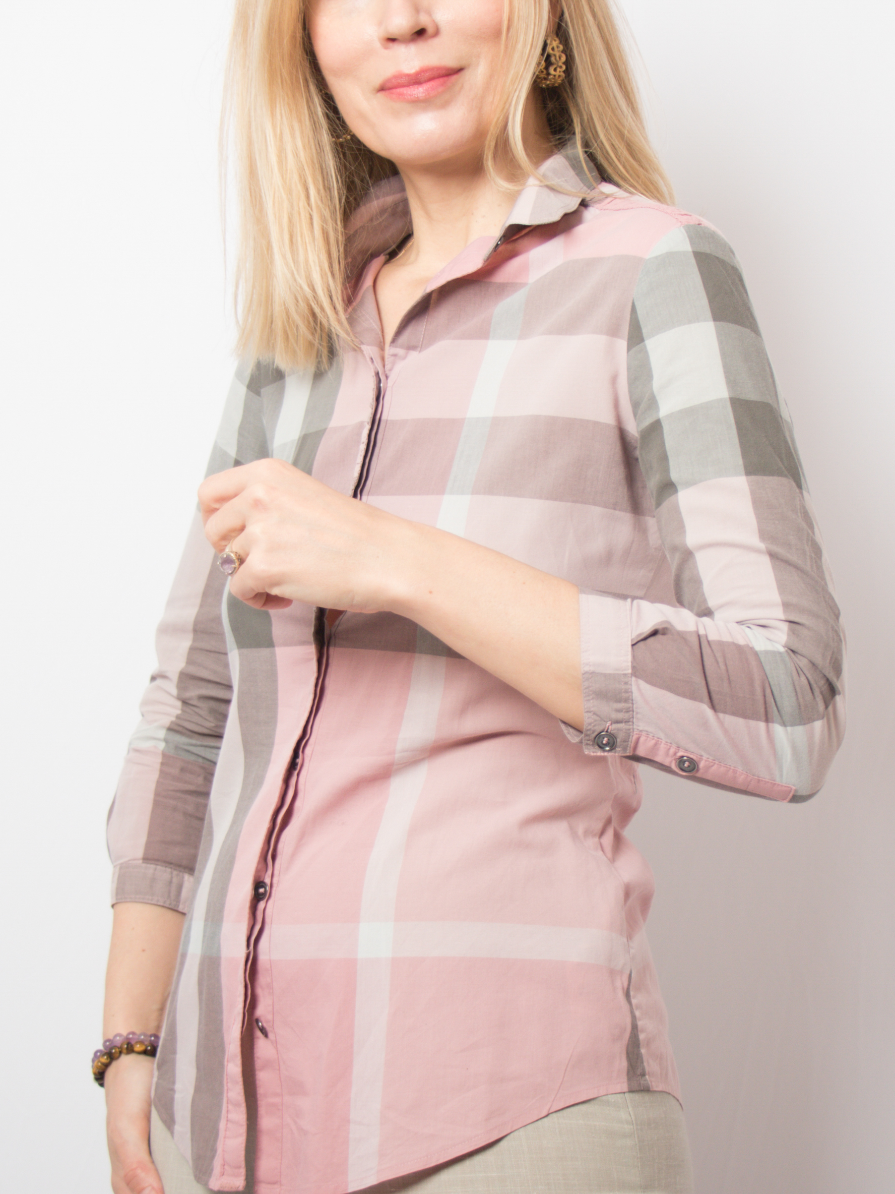 Burberry Brit XS Shirt Nova Check Pink Gray Burberry Brit XS Shirt Nova Check Pink Gray - Image 2