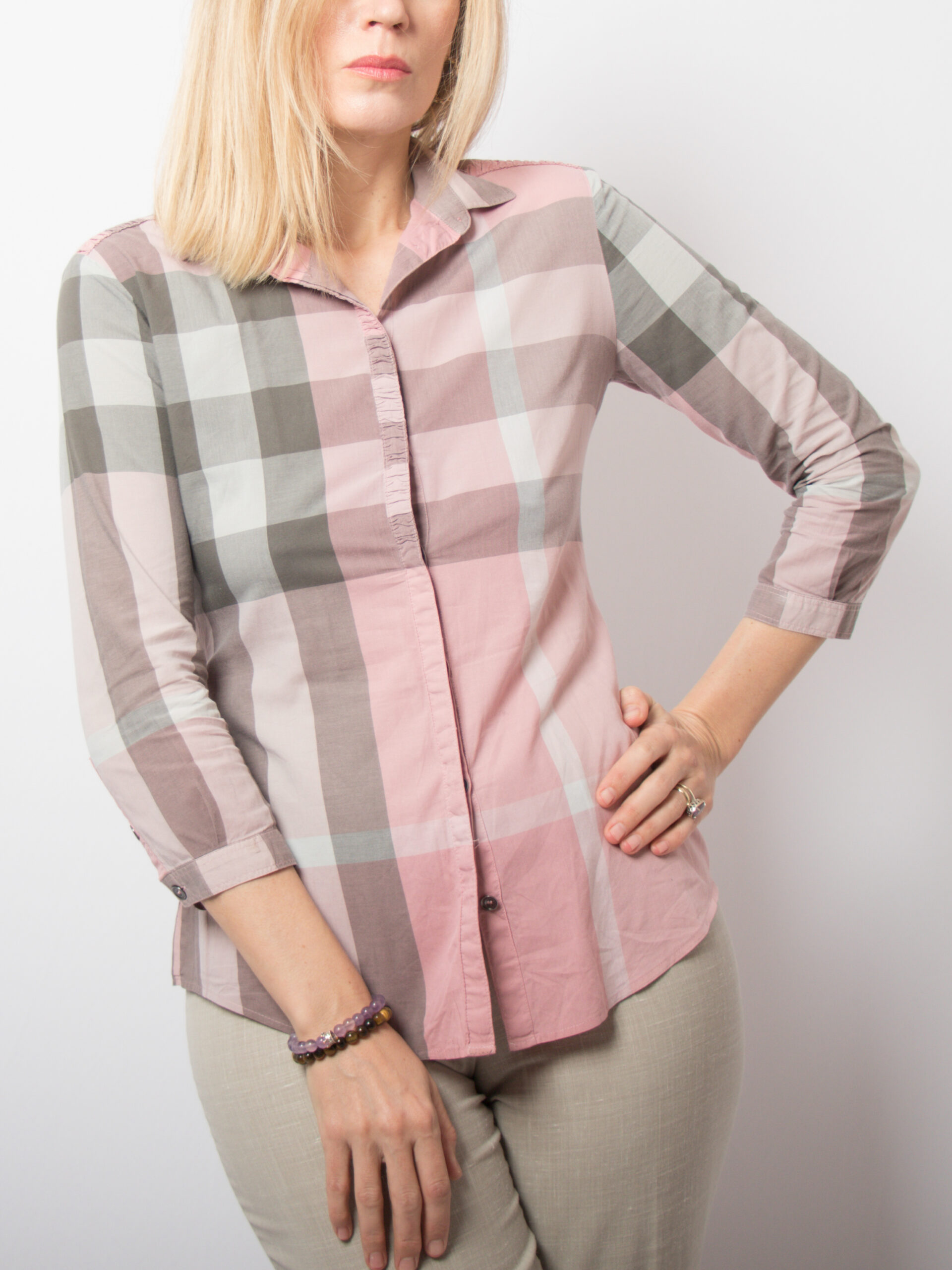Burberry Brit XS Shirt Nova Check Pink Gray Burberry Brit XS Shirt Nova Check Pink Gray