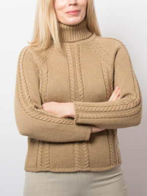 Turtleneck Cable Knit Wool Sweater PENNYBLACK