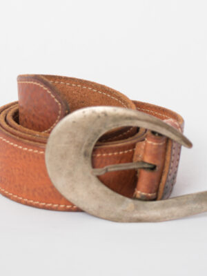 Vintage Oversized Crescent Buckle Leather Belt
