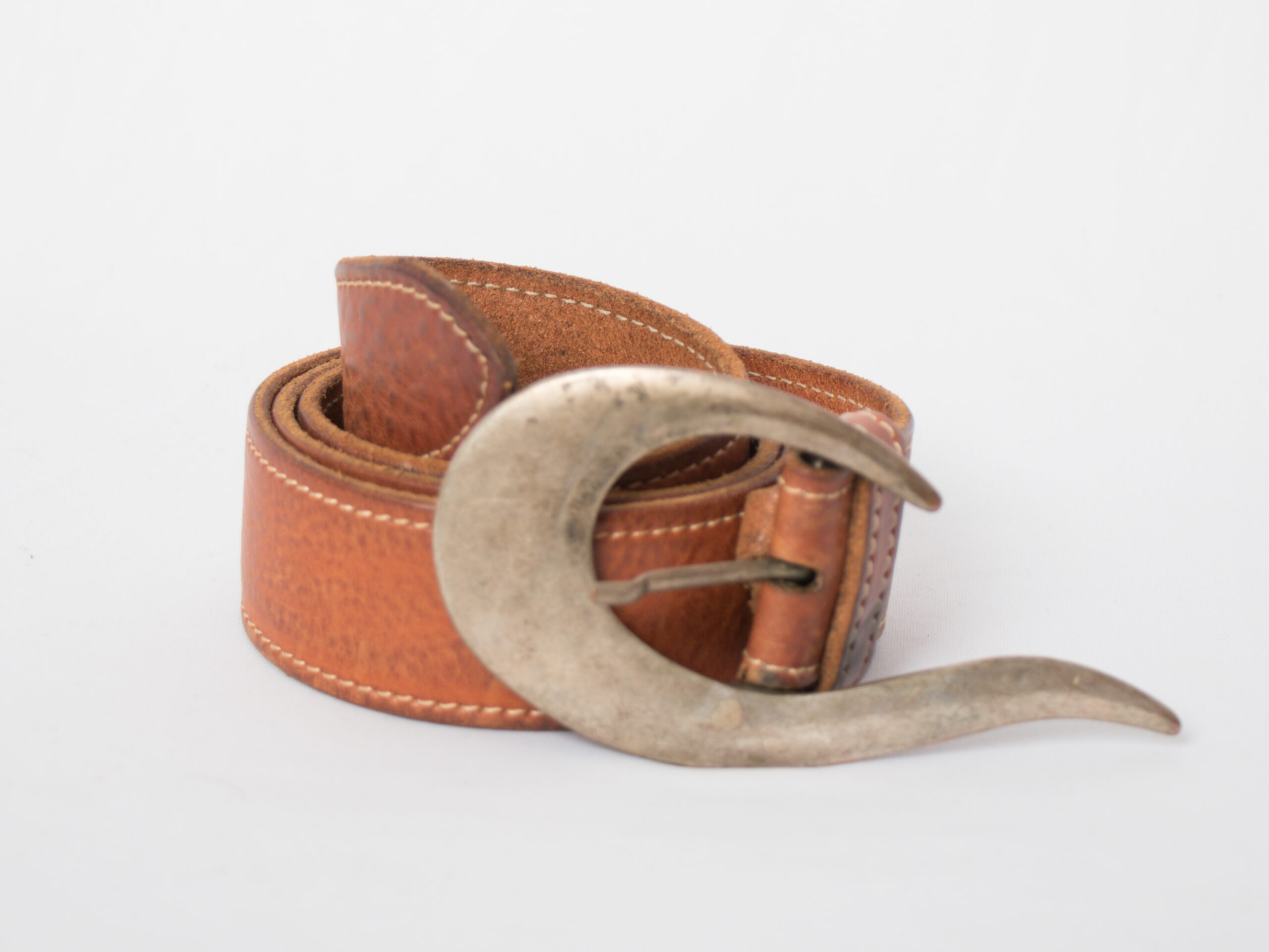 Vintage Oversized Crescent Buckle Leather Belt Vintage Oversized Crescent Buckle Leather Belt