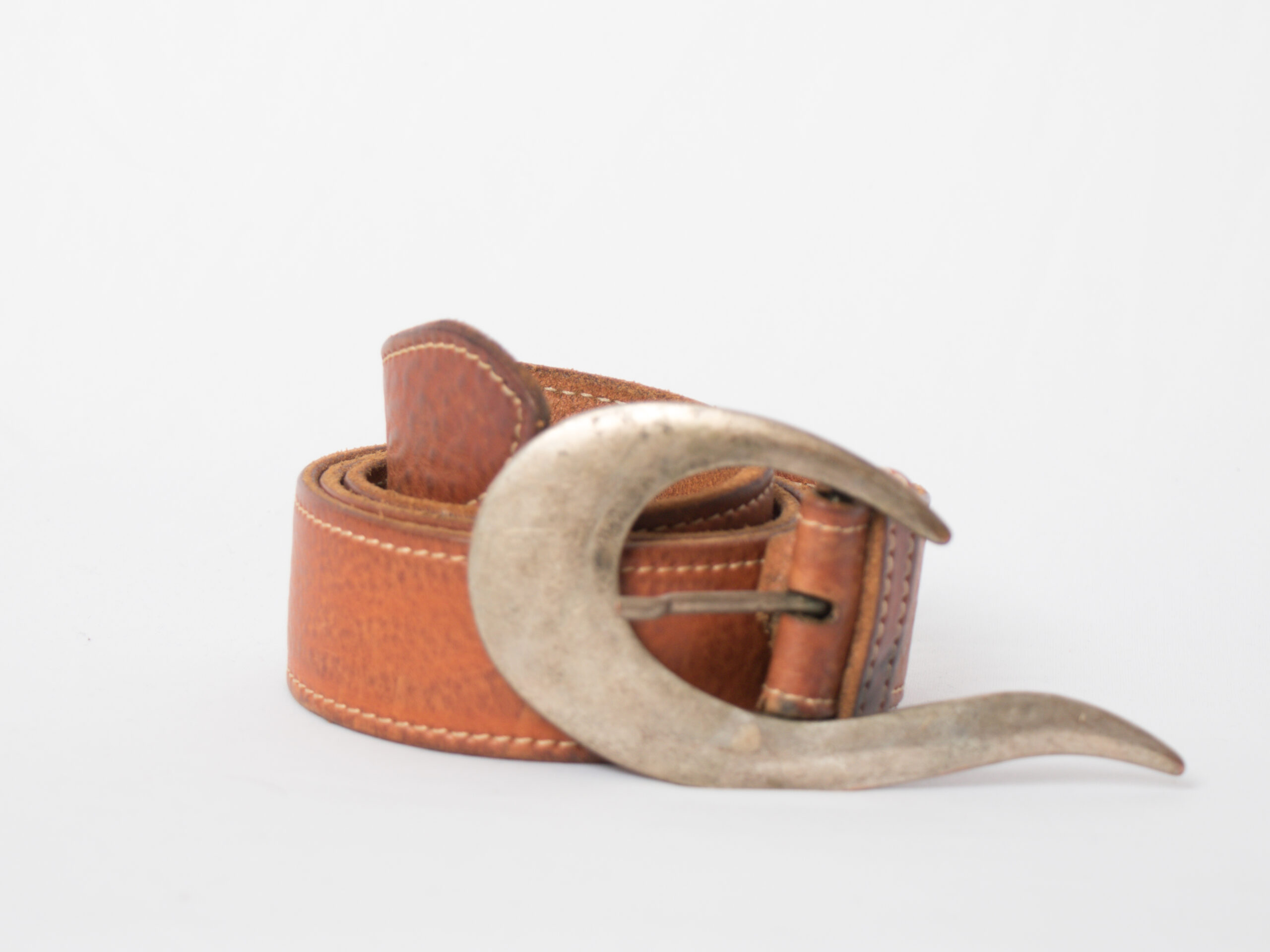 Vintage Oversized Crescent Buckle Leather Belt Vintage Oversized Crescent Buckle Leather Belt - Image 2
