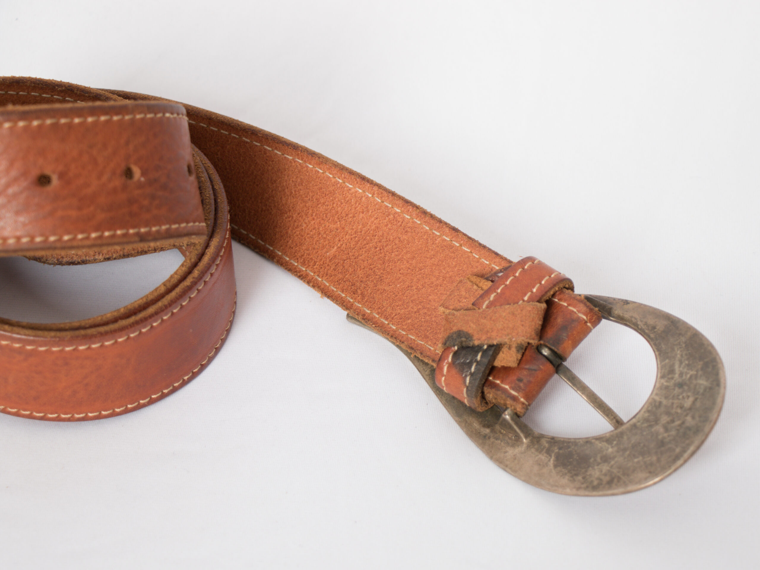 Vintage Oversized Crescent Buckle Leather Belt Vintage Oversized Crescent Buckle Leather Belt - Image 4
