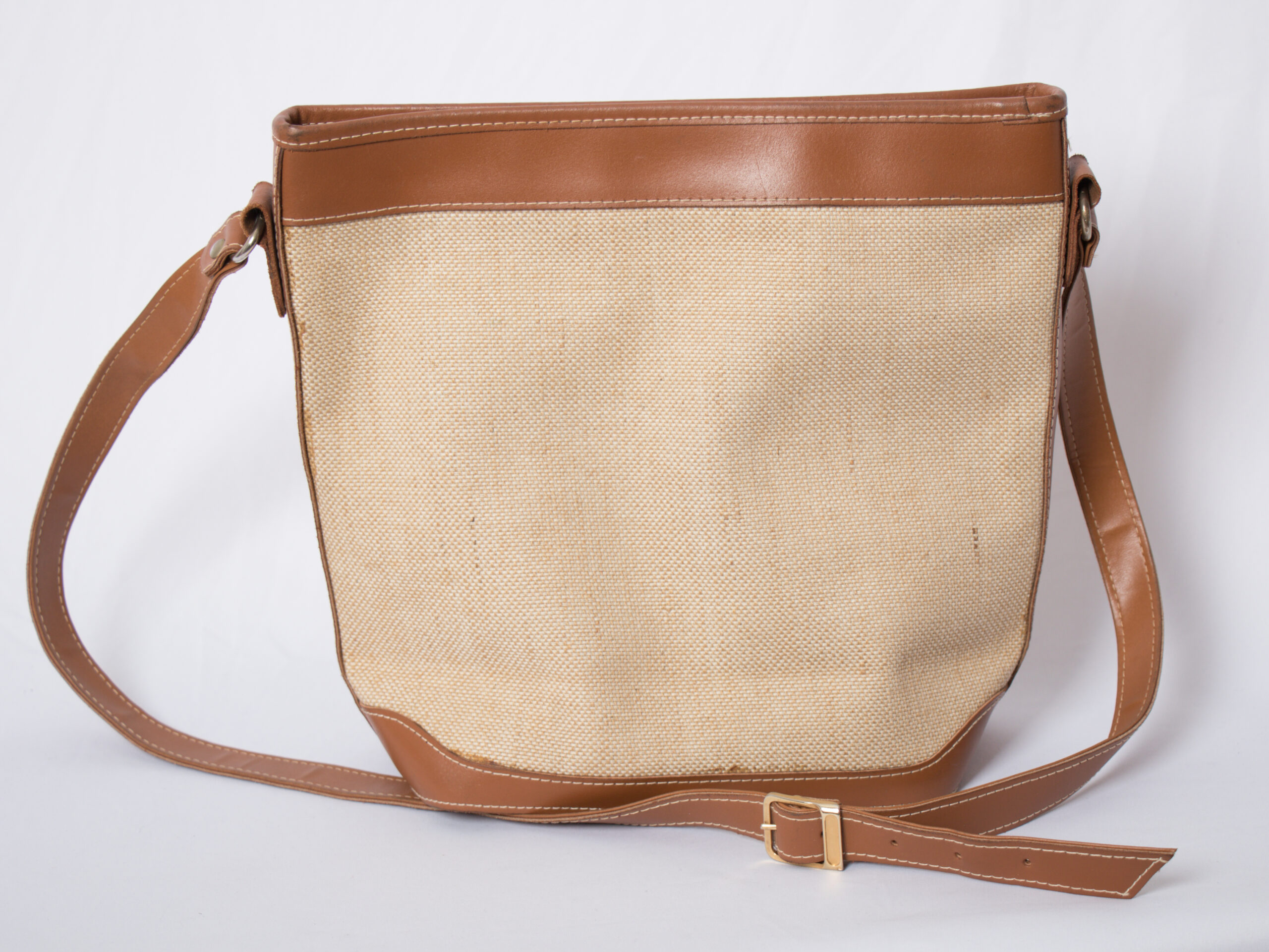 Vintage Safari Canvas Crossbody Bag Faux Leather trim Vintage Safari Canvas Crossbody Bag Faux Leather trim - Image 3