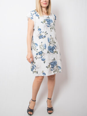 Vintage Floral Linen Dress