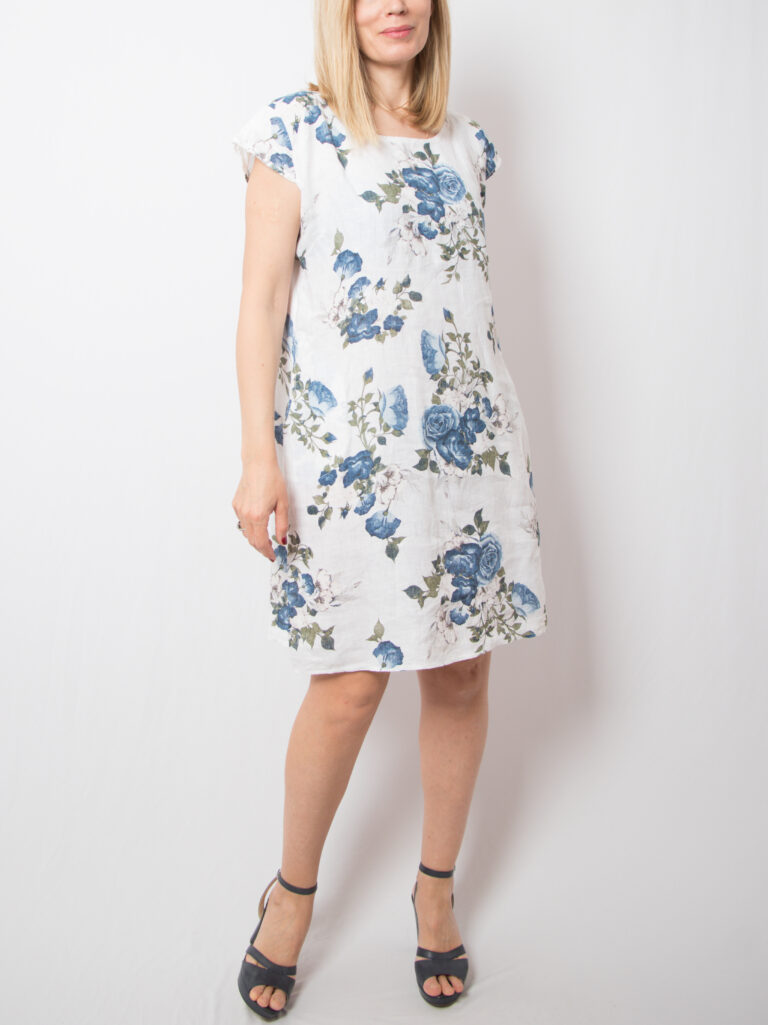 Vintage Floral Linen Dress