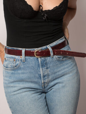 Vintage Genuine Python Belt Burgundy