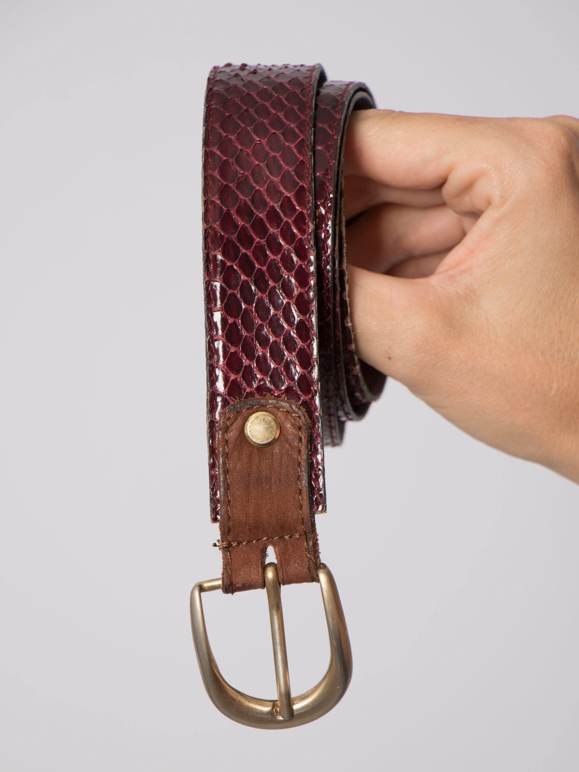 Vintage Genuine Python Belt Burgundy Vintage Genuine Python Belt Burgundy - Image 3