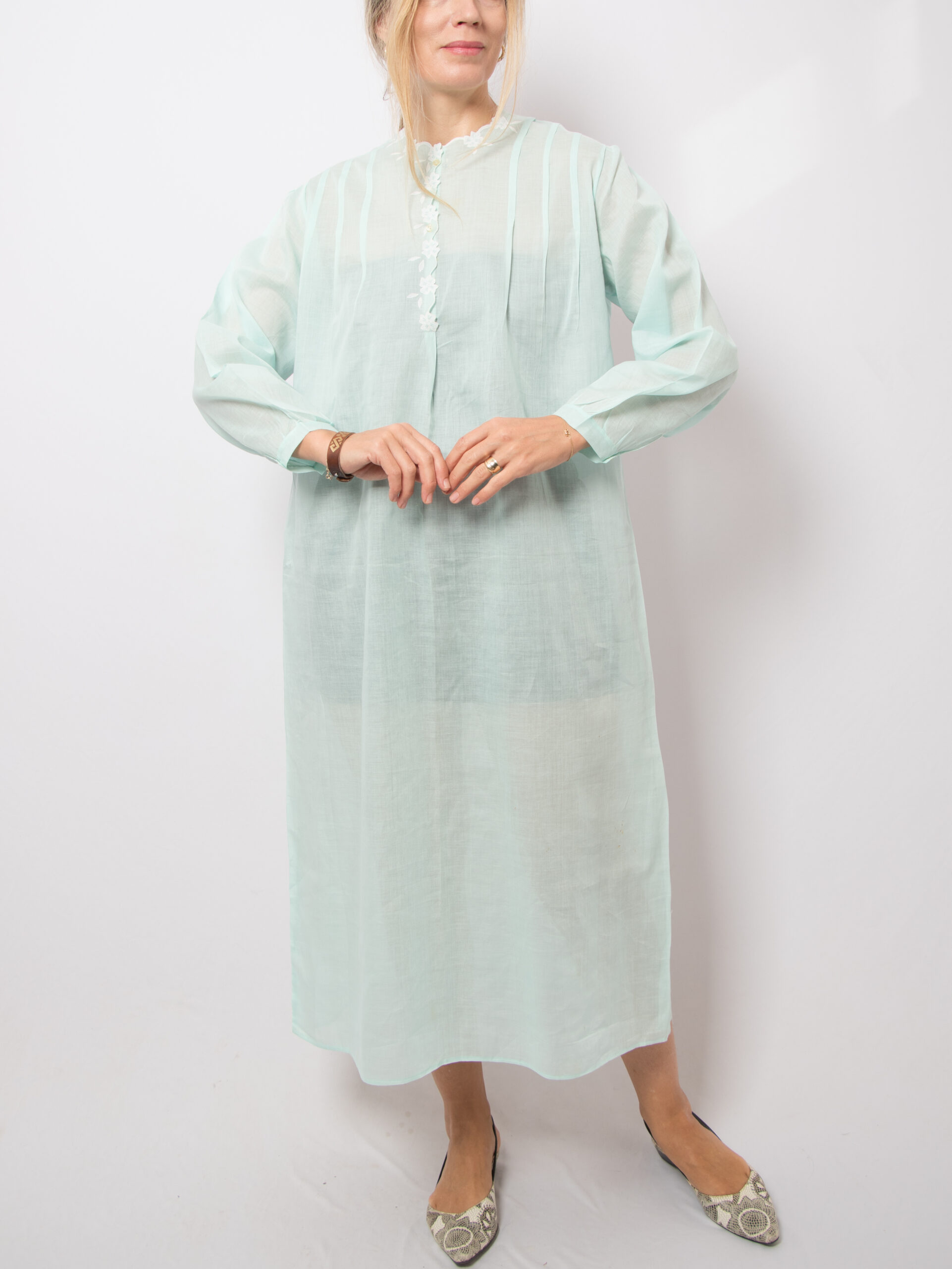Vintage Long Green Sheer Nightgown Vintage Long Green Sheer Nightgown - Image 3