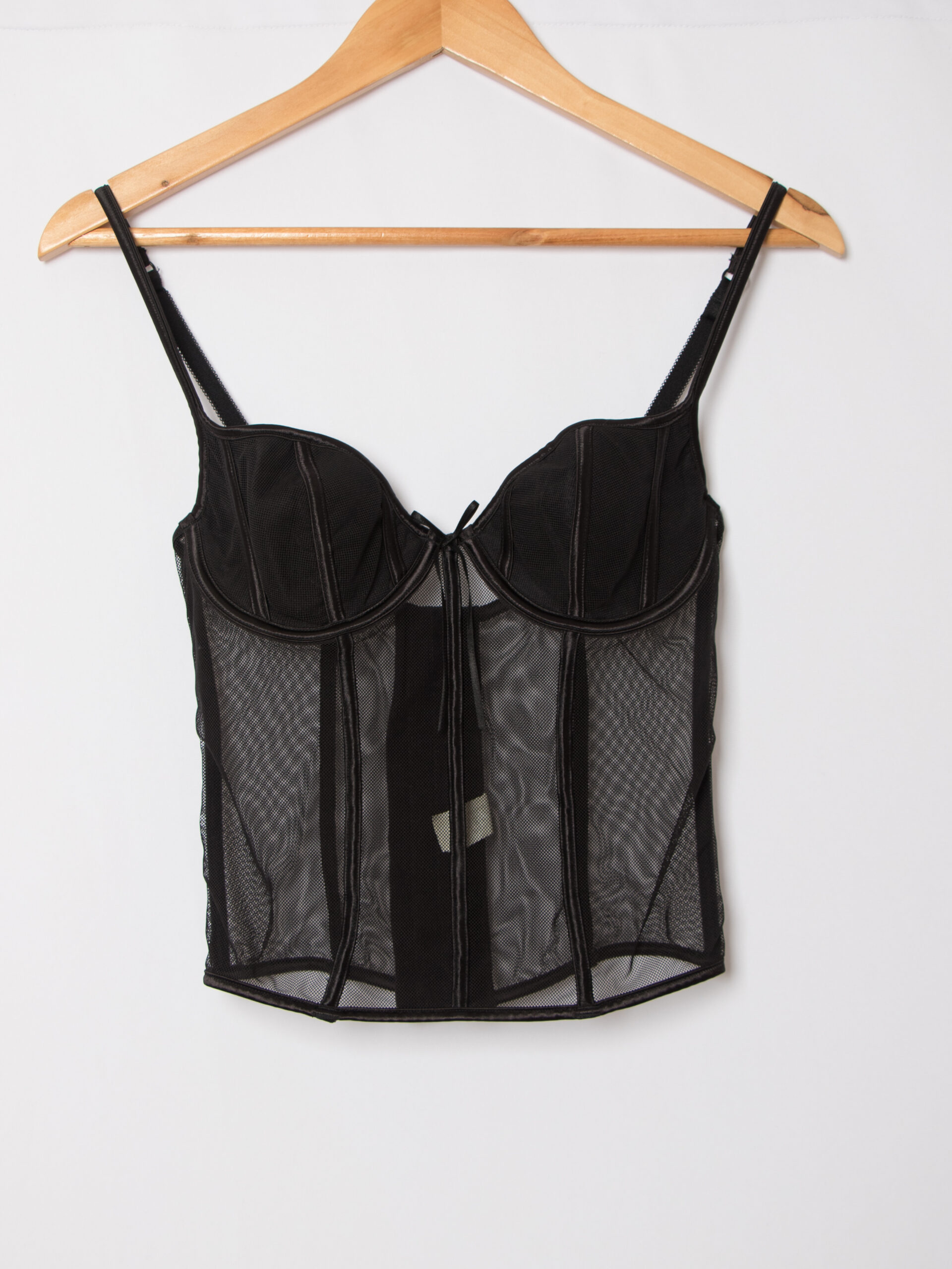 Vintage Black Sheer Corset Bustier Lingerie Top Sze 75 C Vintage Black Sheer Corset Bustier Lingerie Top Sze 75 C