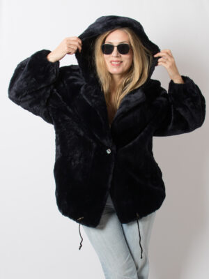 Vintage Hooded Faux Fur Coat